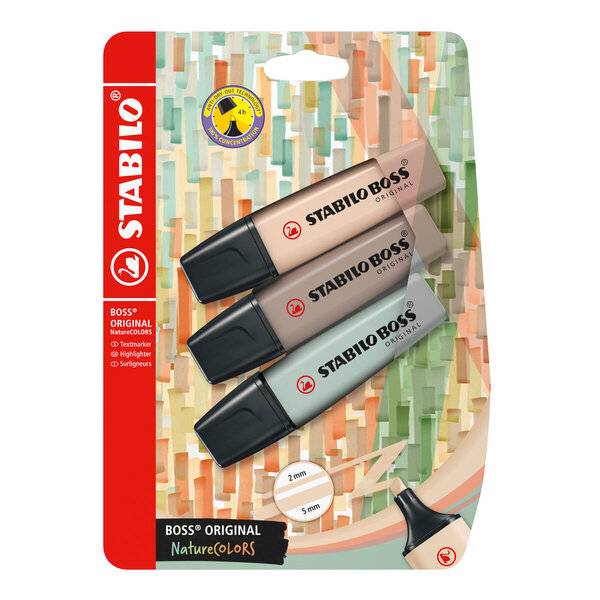 Textmarker BOSS ORIGINAL NatureCOL. Blister 3 Stück/3 Farben
