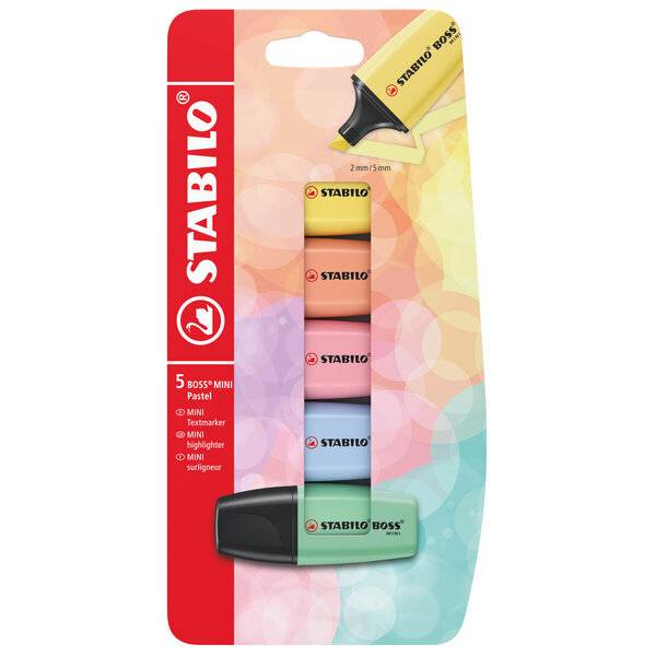 Textmarker BOSS MINI Pastel Blister 5 Stück/5 Farben