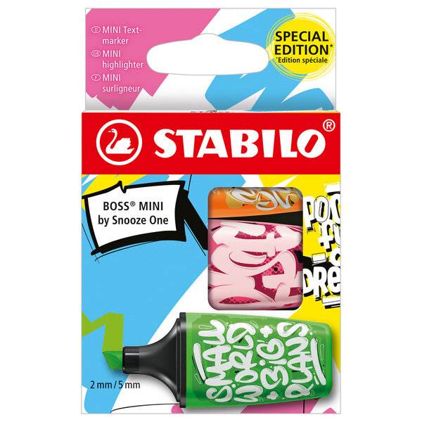 Textmarker BOSS MINI by Snooze One Pack 3 Stück/3 Farben