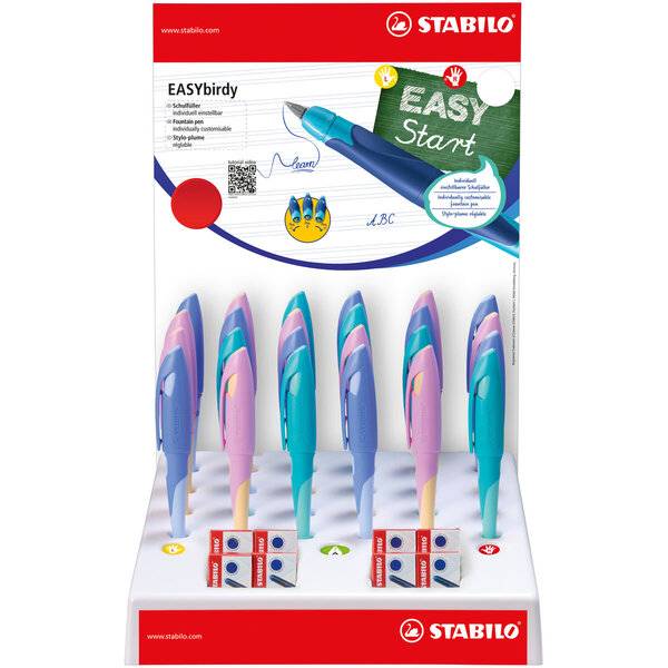 Füller EASYbirdy Pastel POP Pack POP-Paket 24 Stück/3 Farben L+R