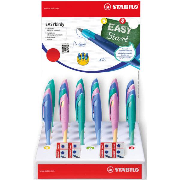 Füller EASYbirdy Pastel POP Package POP-Paket 24 Stück/3 Farben L+R