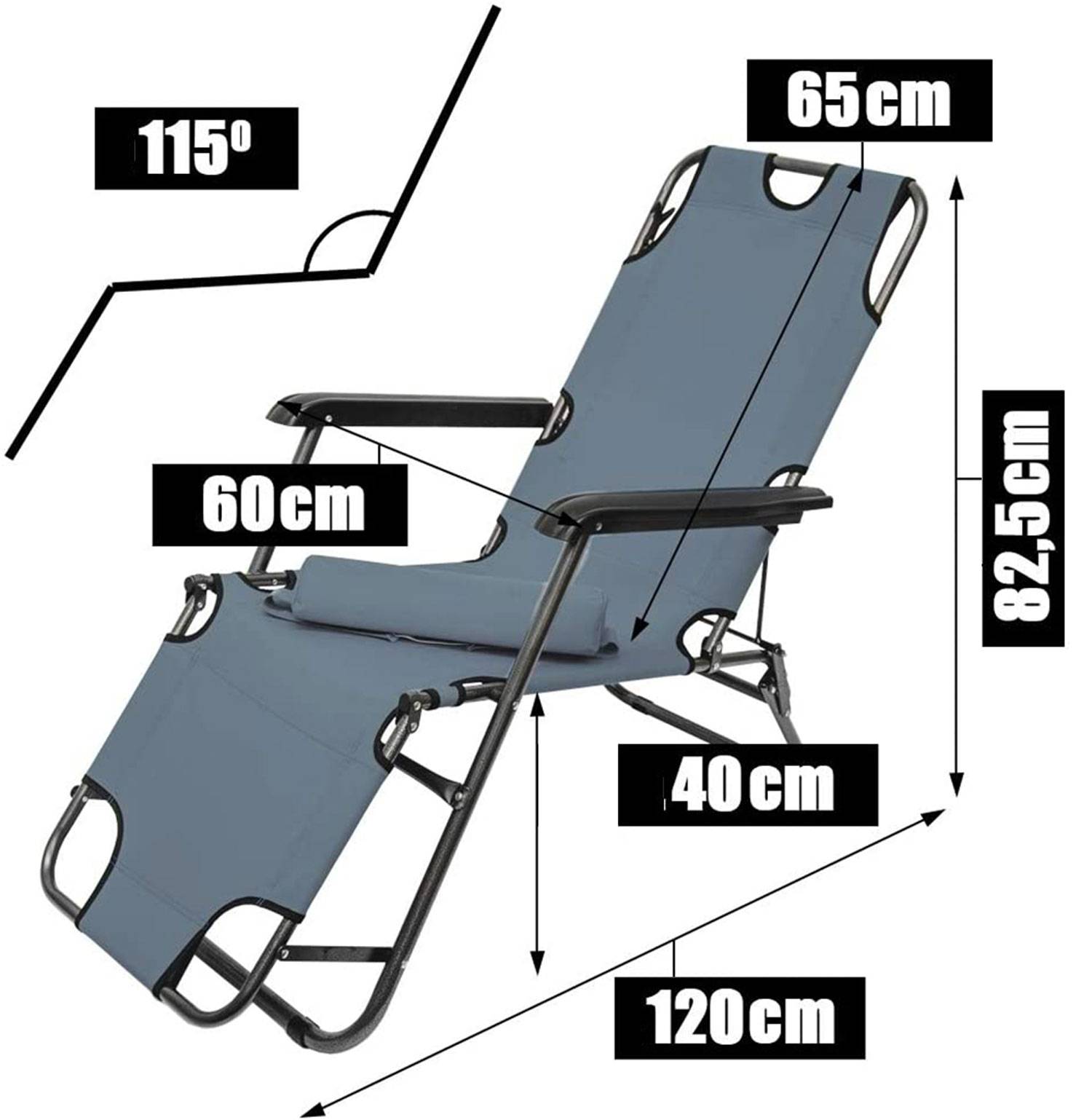 2er Set Garten Liegestuhl Klappbar - 153x60 Relaxliege Gartenstuhl Campingliege