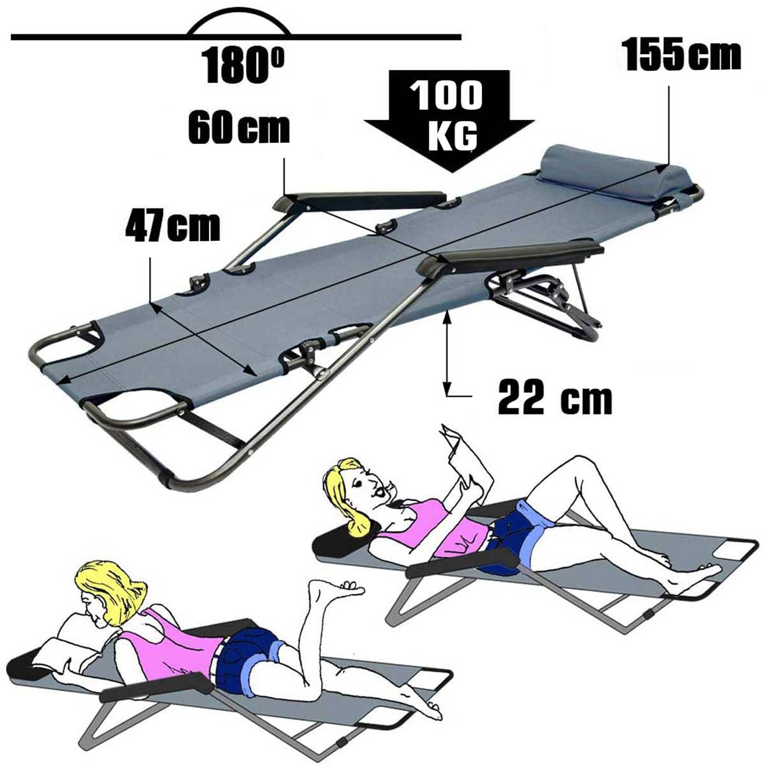 2er Set Garten Liegestuhl Klappbar - 153x60 Relaxliege Gartenstuhl Campingliege