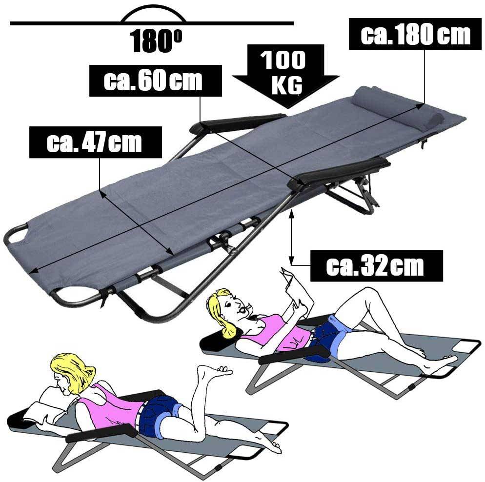 2er Set Garten Liegestuhl Klappbar - 178x60 Relaxliege Gartenstuhl Campingliege