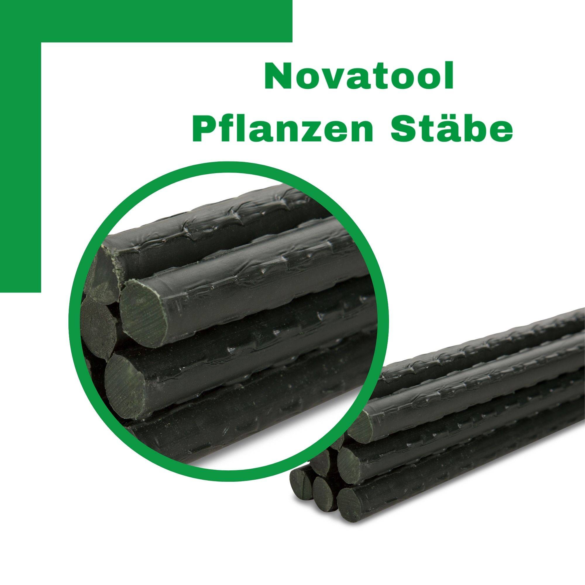 Novatool 50 Pflanzstäbe 150 cm grün 16mm Durchmesser Rankstäbe aus kunststoffummantelten Metall Rankhilfe Tomatenstäbe Blumenhalter