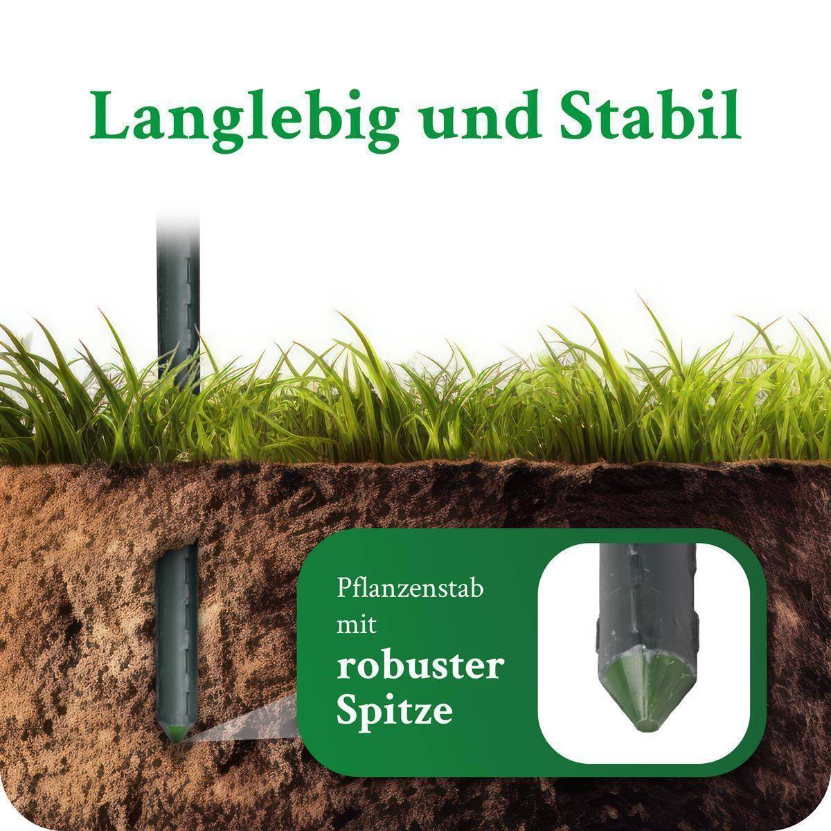 Novatool 5 Pflanzstäbe 90 cm grün 11 mm Durchmesser Rankstäbe aus kunststoffummantelten Metall Rankhilfe Tomatenstäbe Blumenhalter