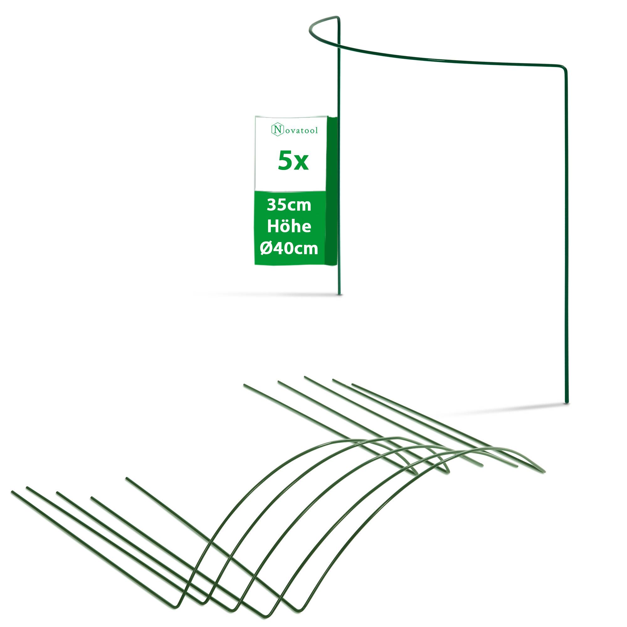 Novatool 5 Strauchstützen halbrund grün 35x40x14 cm 5,5mm Ø Staudenhalter