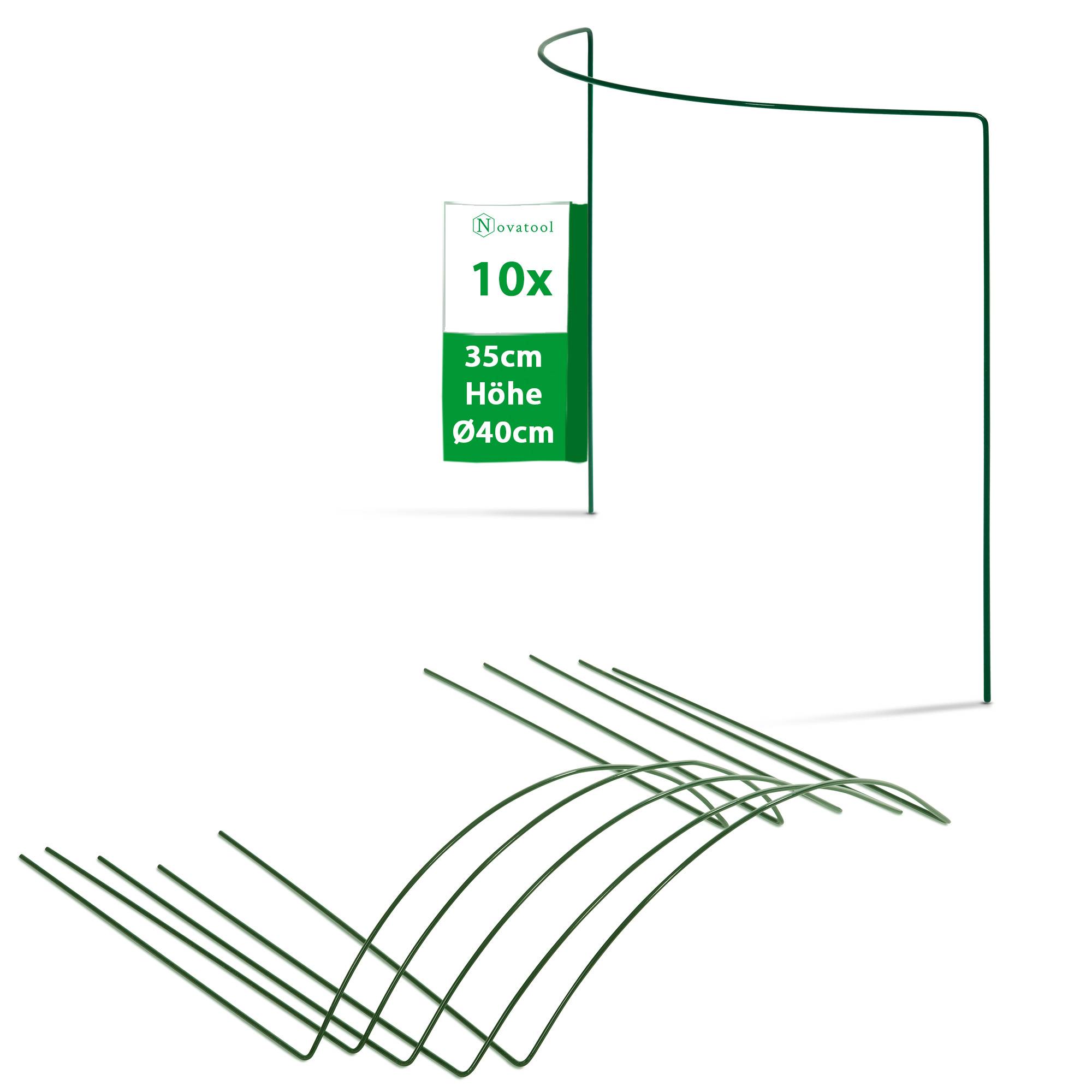 Novatool 10 Strauchstützen halbrund grün 35x40x14 cm 5,5mm Ø Staudenhalter Blumenhalter Rankengewächs Buschstütze Pflanzenstütze Blumenstütze S