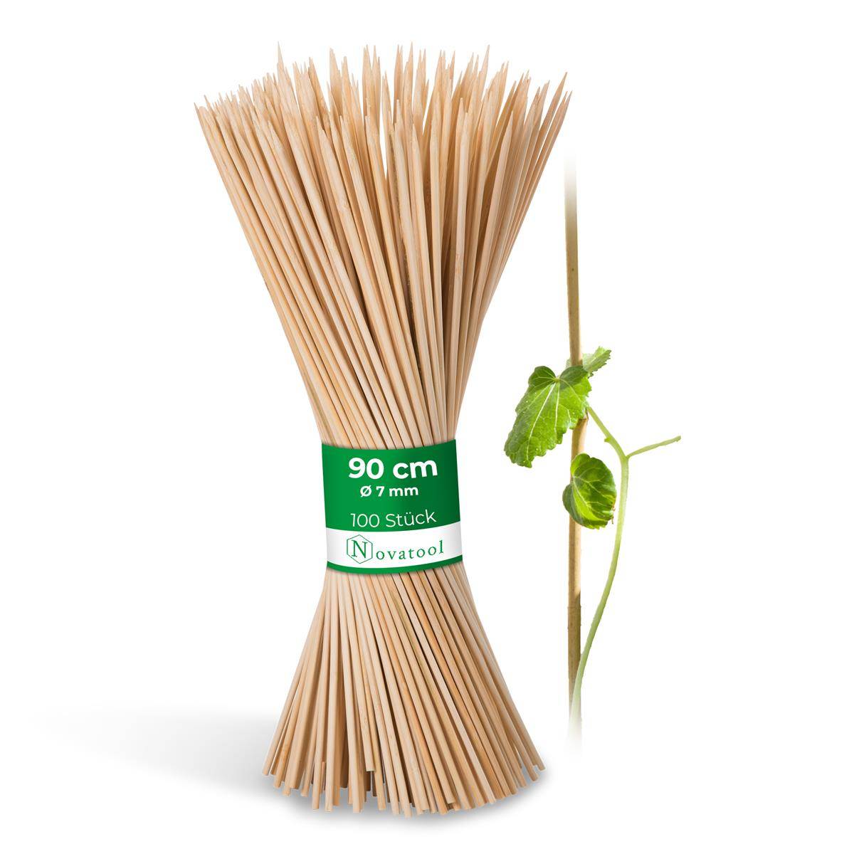 Novatool 100x Splittstäbe 90 cm x 7 mm I natur I Pflanzstäbe Rankhilfe Bambus Stab Bambusstäbe Bambusstange Pflanzen Stütze Holzstab plant stakes