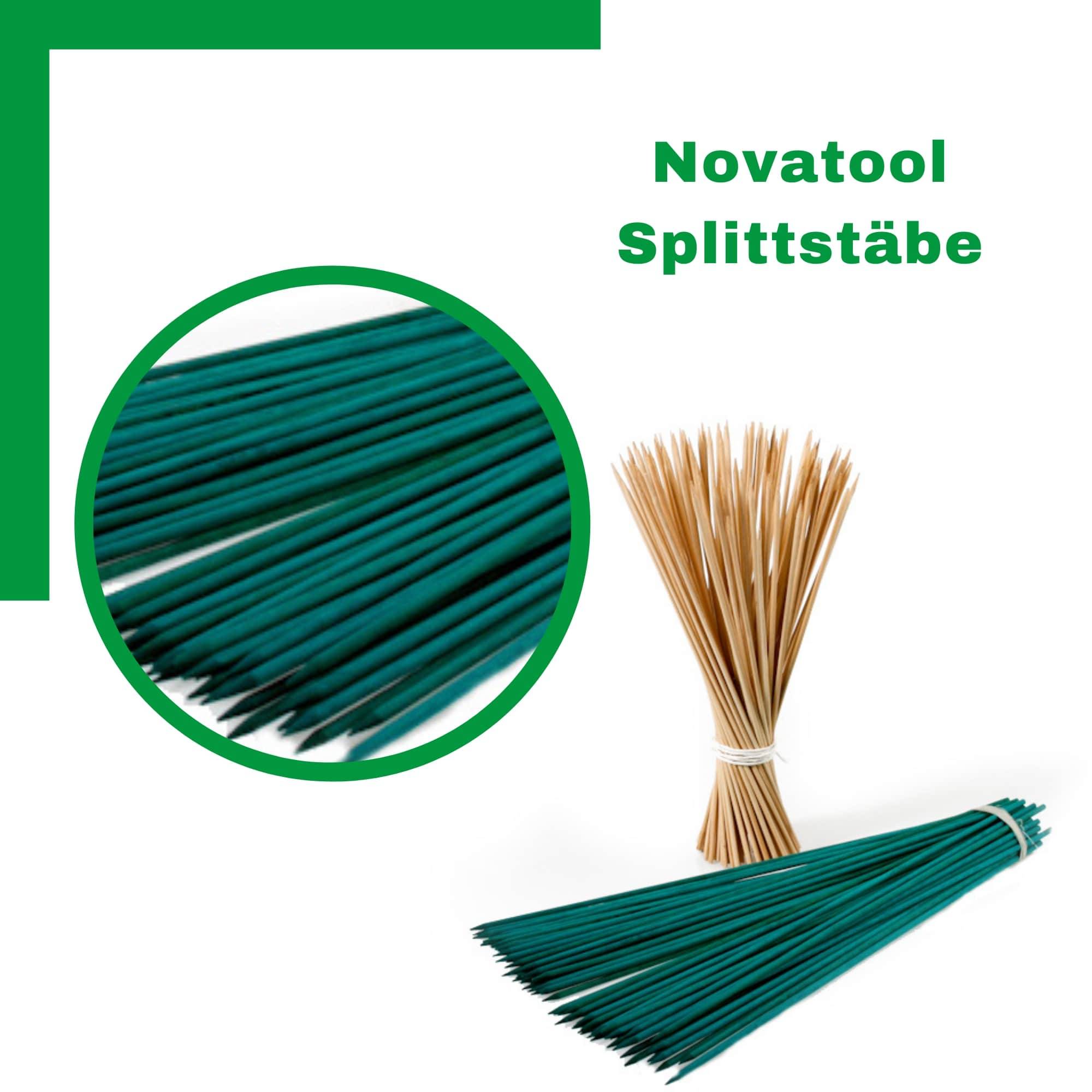 Novatool 200x Splittstäbe 30 cm x 3,5 mm I Grün I Pflanzstäbe Rankhilfe Bambus Stab Bambusstäbe Bambusstange Pflanzen Stütze Holzstab plant stake