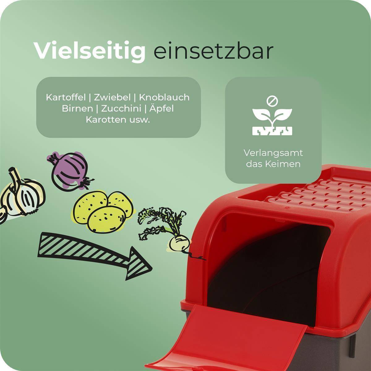 Novaliv 1x Klein 3,5 L Vorratsbehälter rot Aufbewahrungsbox Küche Zwiebelbehälter Knoblauchbehälter