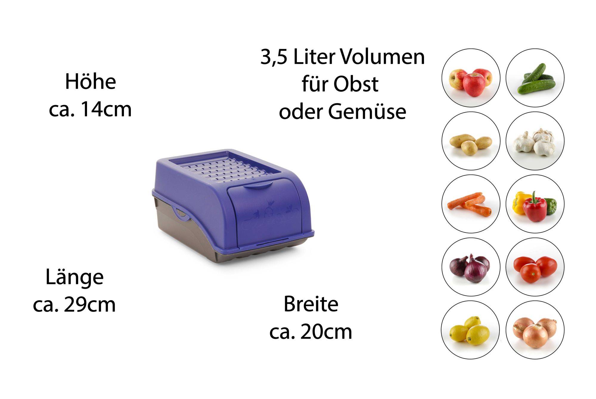 Novaliv 2x Klein 3,5 L Zwiebeltopf marineblau Zwiebelbox Knoblauchtopf Aufbewahrungsbox Vorratsdose Gemüsebox