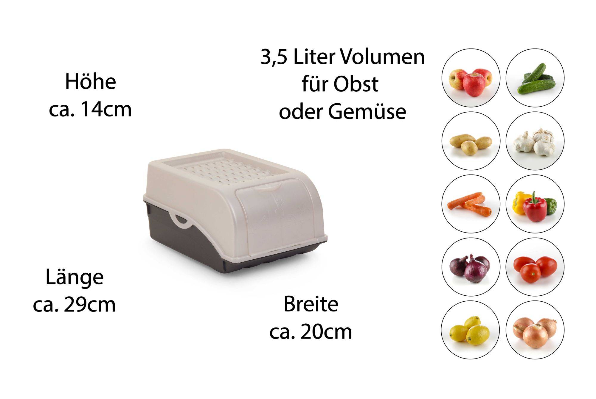 Novaliv 3x Klein 3,5 L Knoblauch Zwiebel Aufbewahrung perlmut Behälter Zwiebeldose Knoblauchdose Gefäß