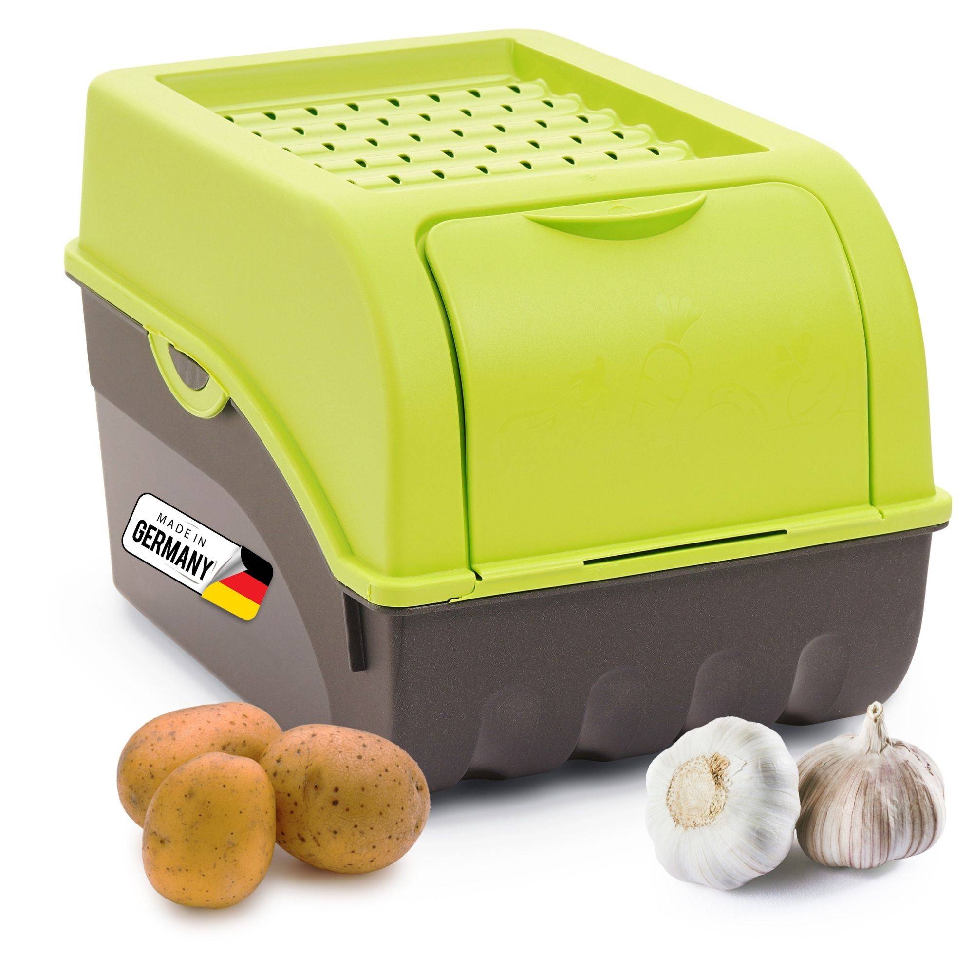 Novaliv 1x Mittel 5L Kartoffelbox grün Kartoffelkorb Gemüsebox vegetable basket onion potato storage