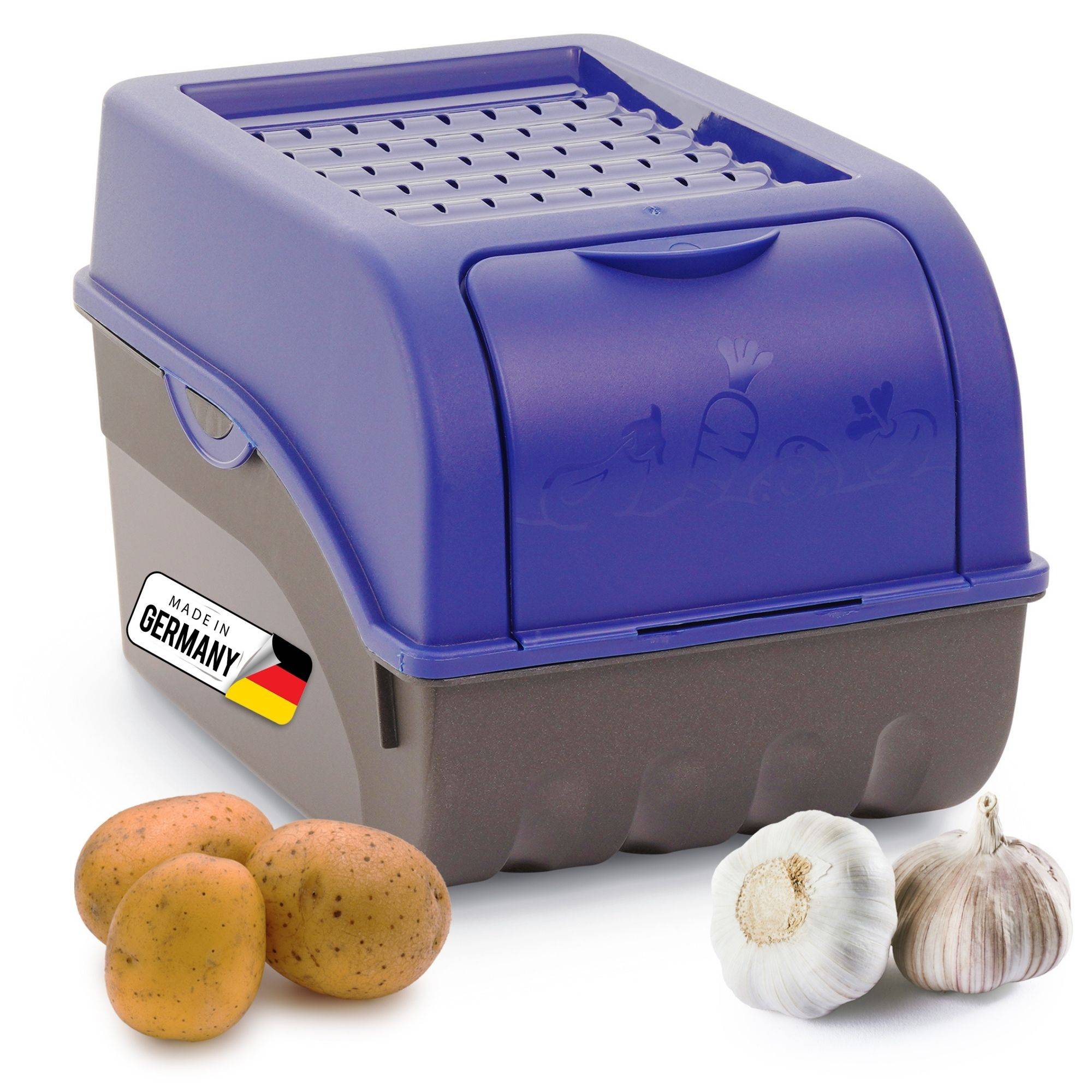 Novaliv 1x Mittel 5L Kartoffelbox marineblau Kartoffelkorb Gemüsebox vegetable basket onion potato storage