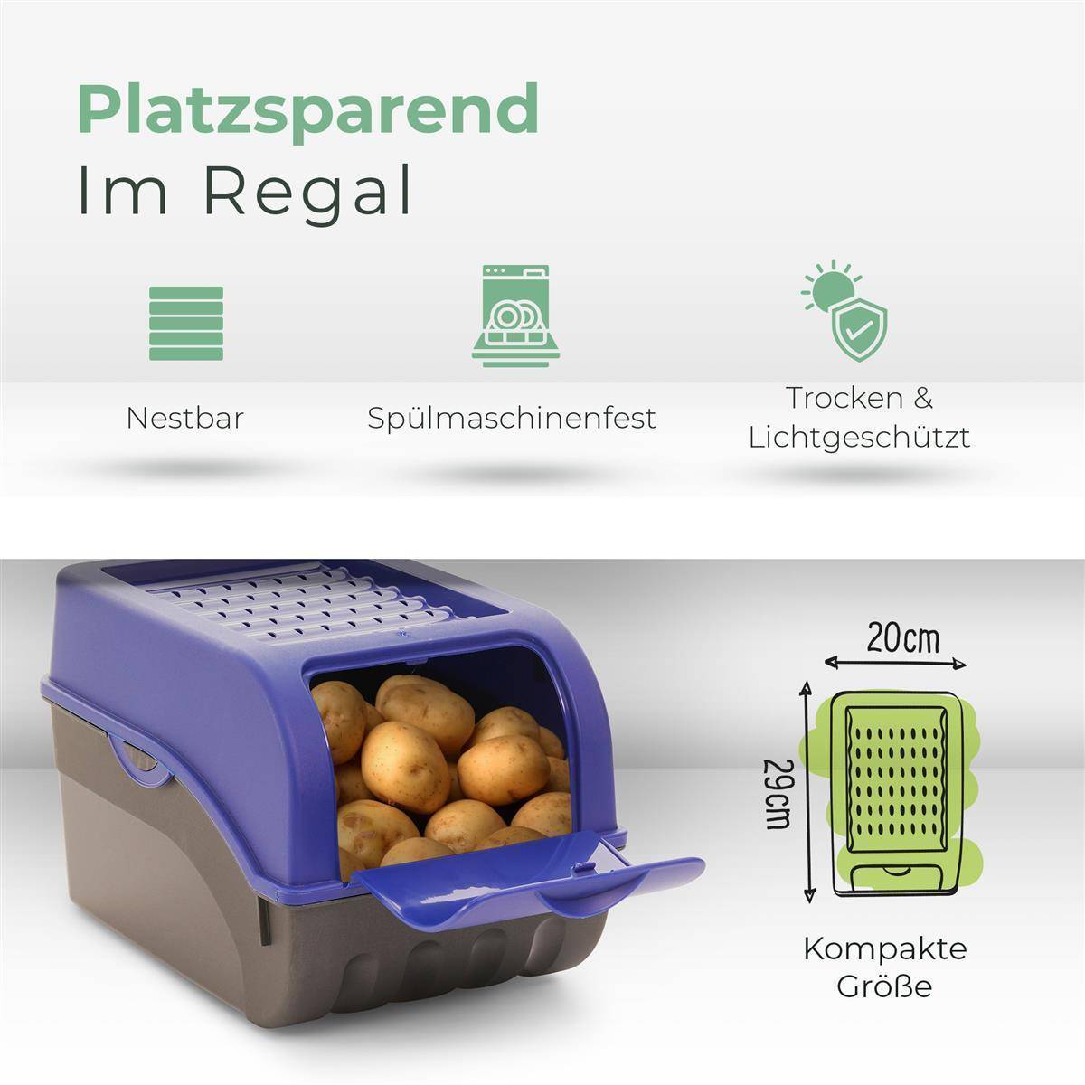 Novaliv 1x Mittel 5L Kartoffelbox marineblau Kartoffelkorb Gemüsebox vegetable basket onion potato storage