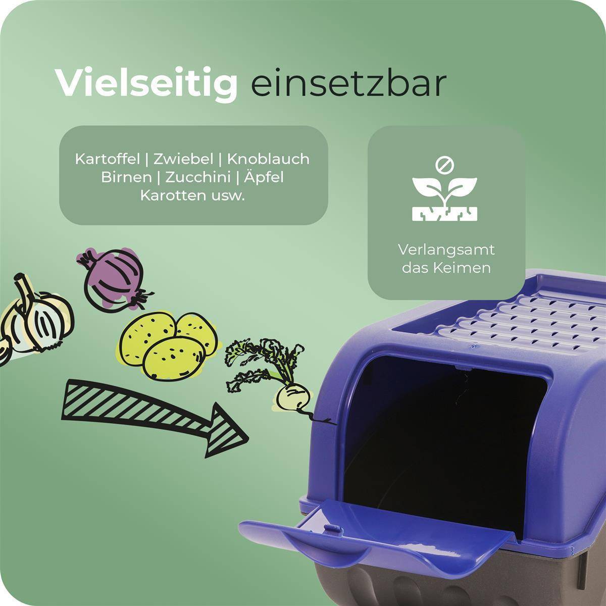 Novaliv 1x Groß 9l Kartoffelhorde marineblau Kartoffelbehälter Kartoffelbeutel Kartoffeleimer Kartoffeldose