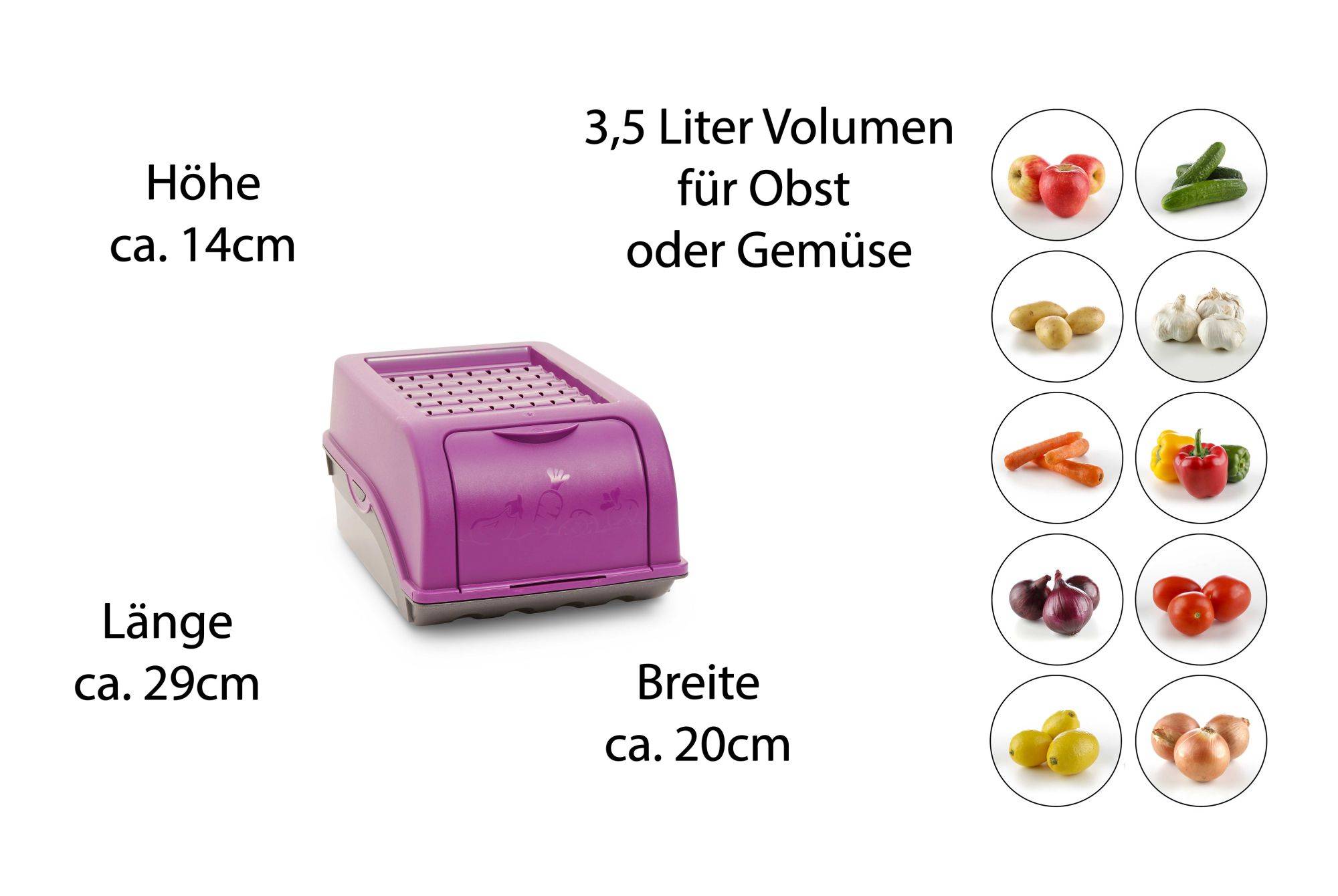 Novaliv Gemüseboxen Kartoffelboxen Vorratsbehälter 3,5l bis 9l (Lila, 2X 3,5l)