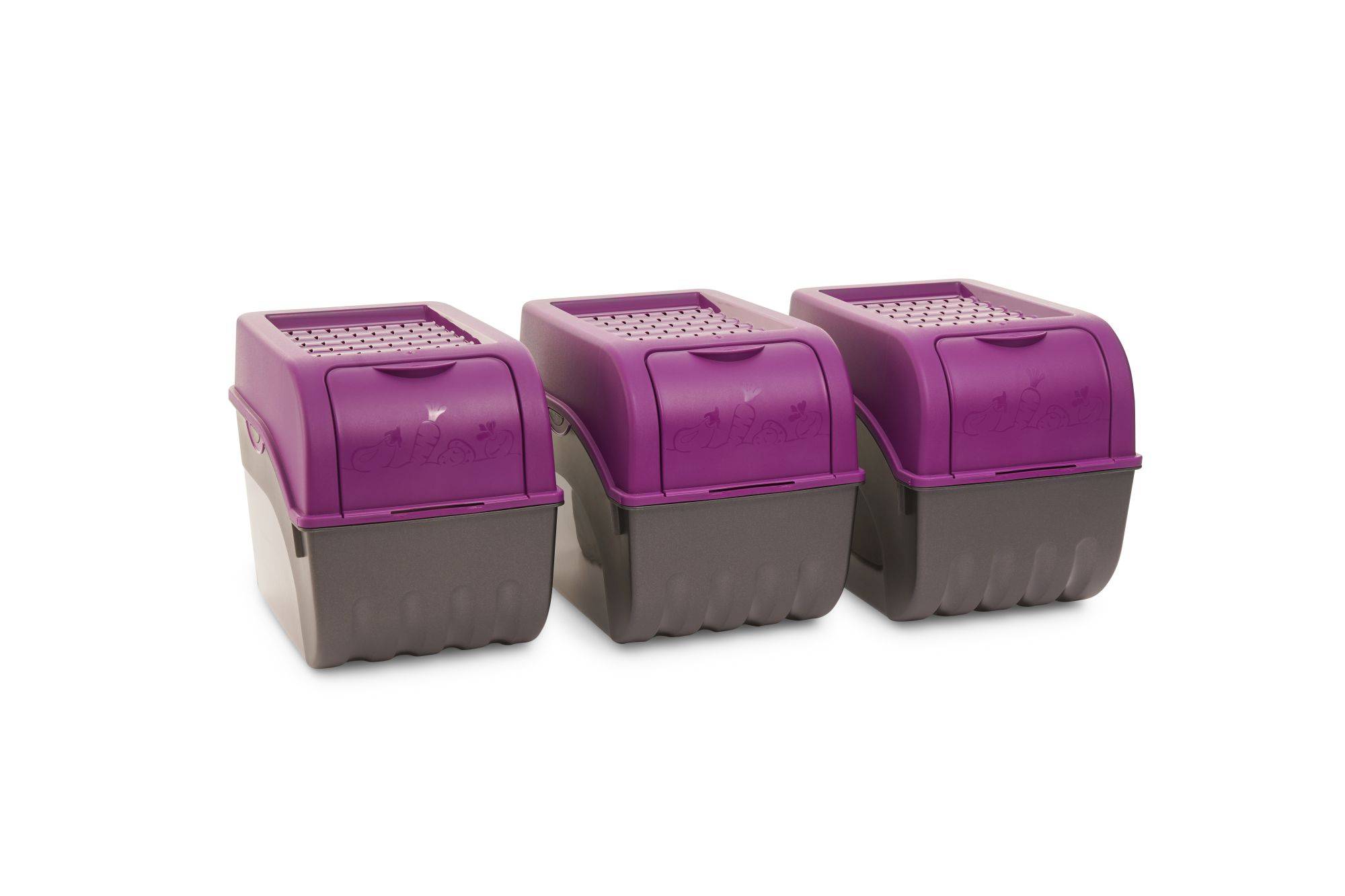 Novaliv Gemüseboxen Kartoffelboxen Vorratsbehälter 3,5l bis 9l (Lila, 3X 9l)