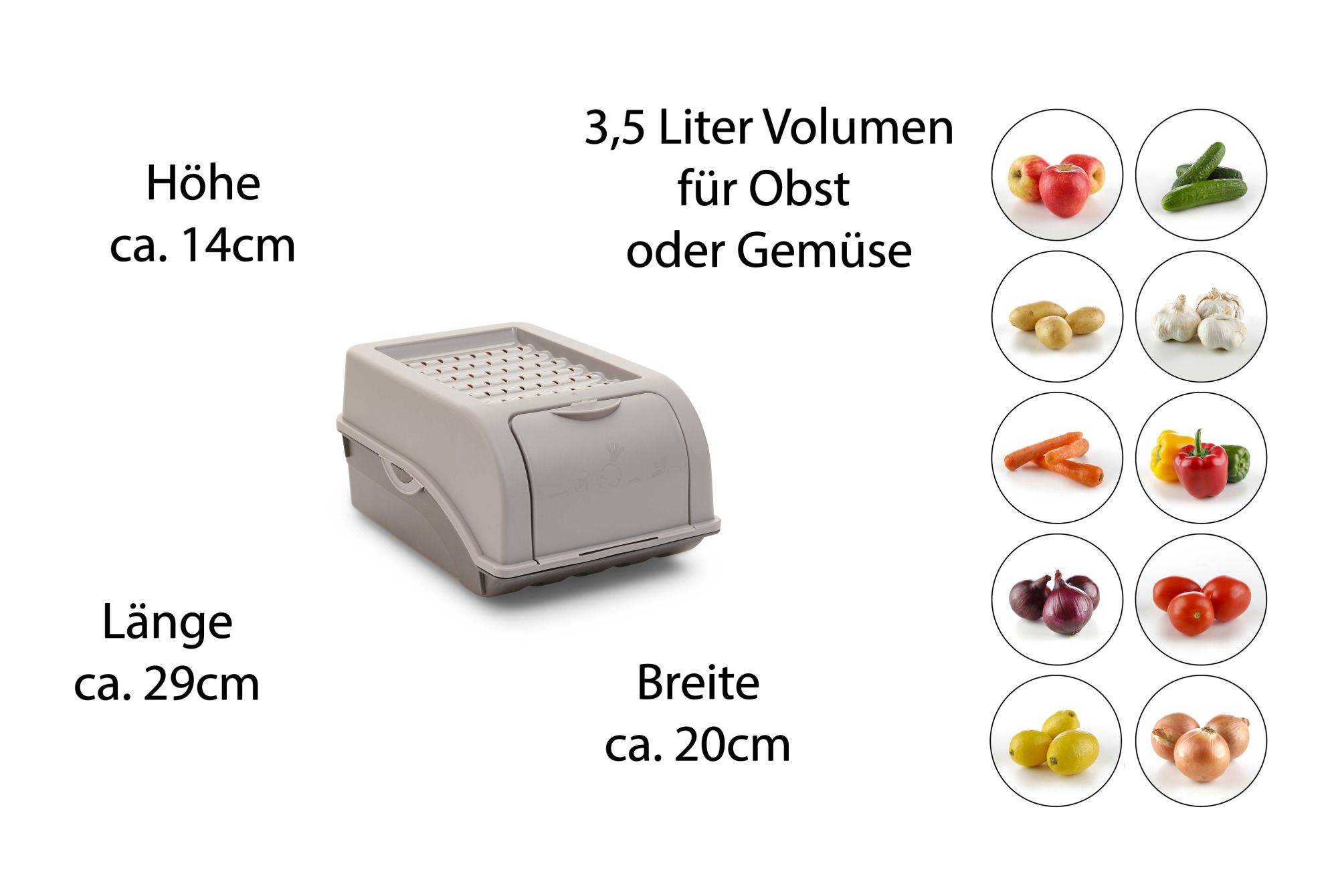 Novaliv Gemüseboxen Kartoffelboxen Vorratsbehälter 3,5l bis 9l (Grau, 3x3,5l)