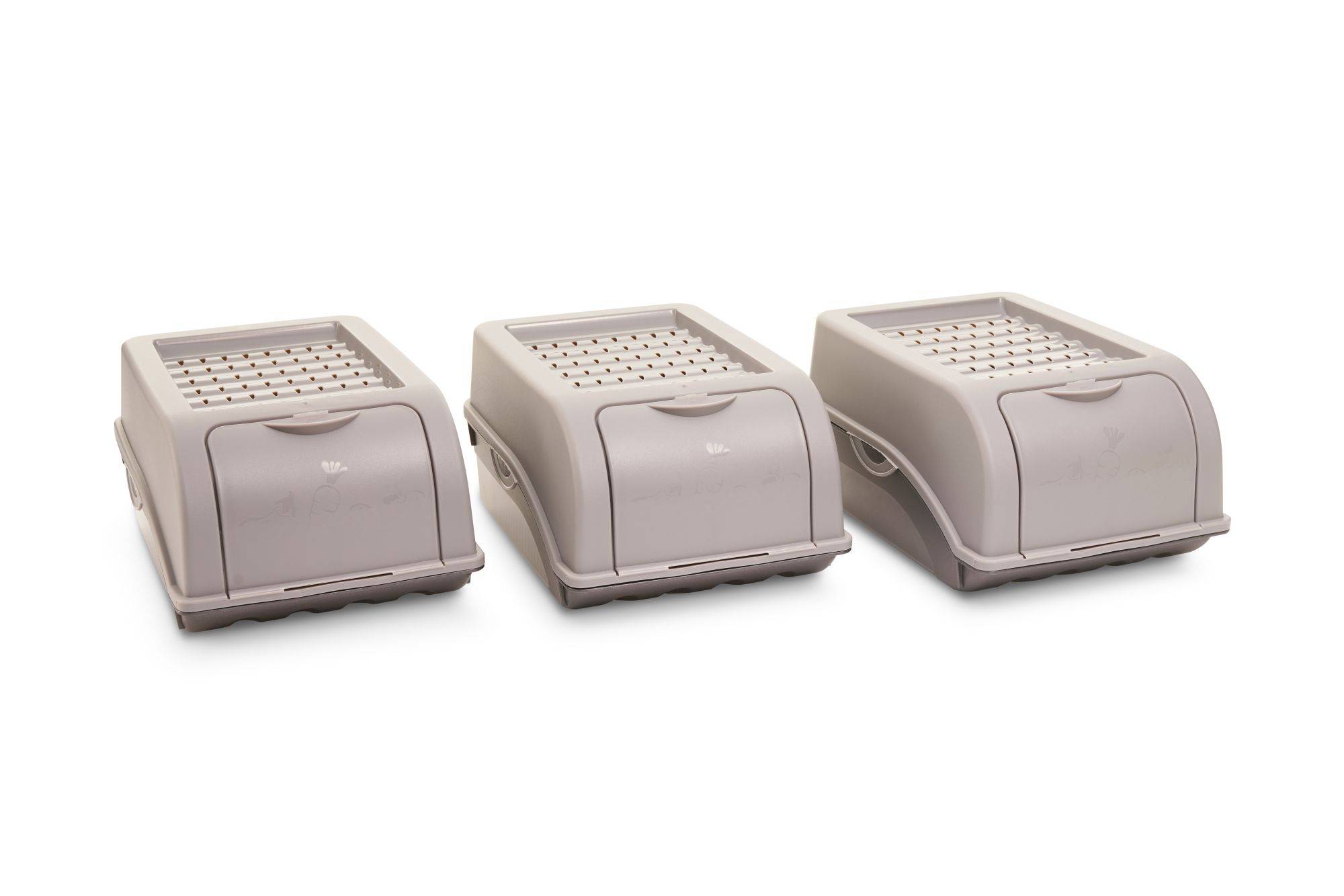 Novaliv Gemüseboxen Kartoffelboxen Vorratsbehälter 3,5l bis 9l (Grau, 3x3,5l)