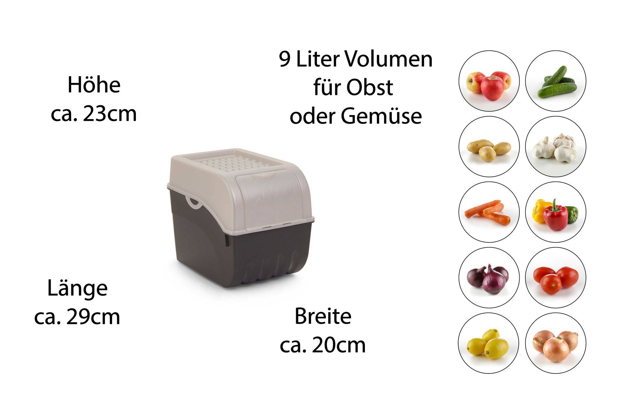 Novaliv 2x Groß 9L perlmut Gemüsebox Kartoffel Aufbewahrungsbox Vorratsdose Obstaufbewahrung Behälter Obsttopf