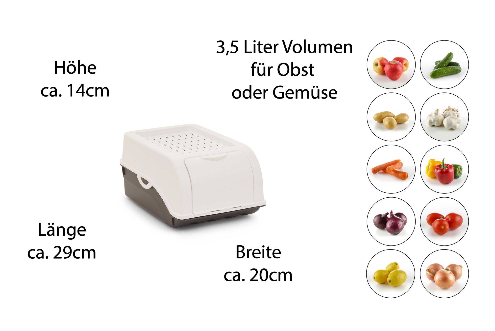 Novaliv 2x Klein 3,5 L Zwiebeltopf weiß Zwiebelbox Knoblauchtopf Aufbewahrungsbox Vorratsdose Gemüsebox