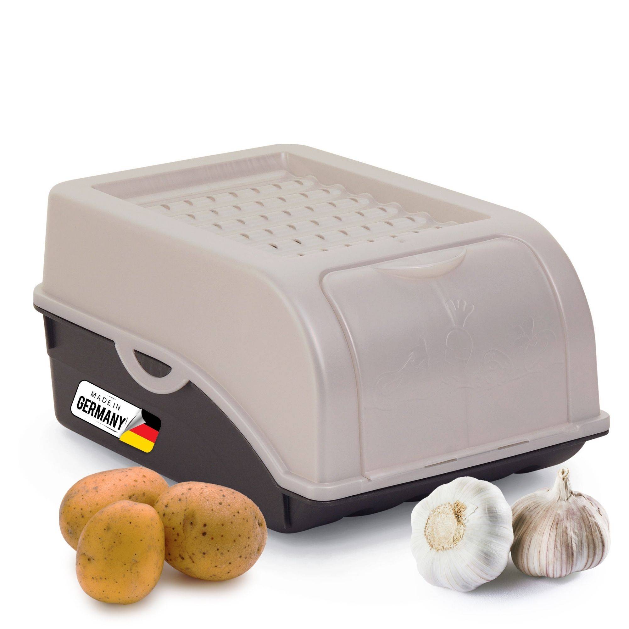 Novaliv 1x Klein 3,5 L Vorratsbehälter perlmut Aufbewahrungsbox Küche Zwiebelbehälter Knoblauchbehälter