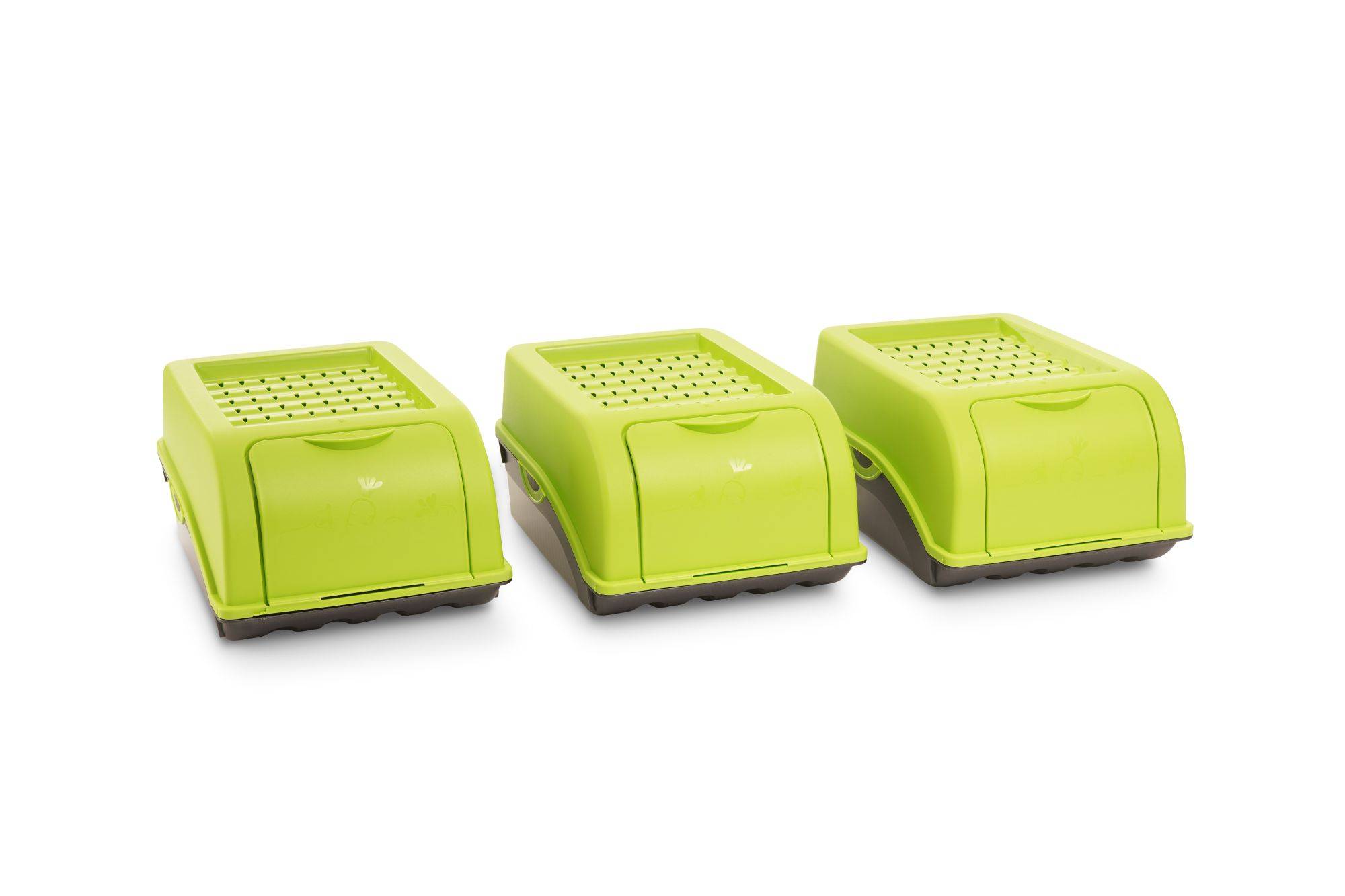 Novaliv 3x Klein 3,5 L Knoblauch Zwiebel Aufbewahrung grün Behälter Zwiebeldose Knoblauchdose Gefäß