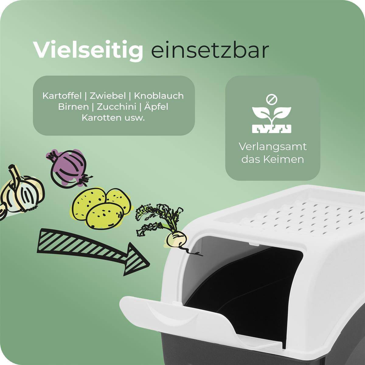 Novaliv 1x Klein 3,5 L Vorratsbehälter weiß Aufbewahrungsbox Küche Zwiebelbehälter Knoblauchbehälter