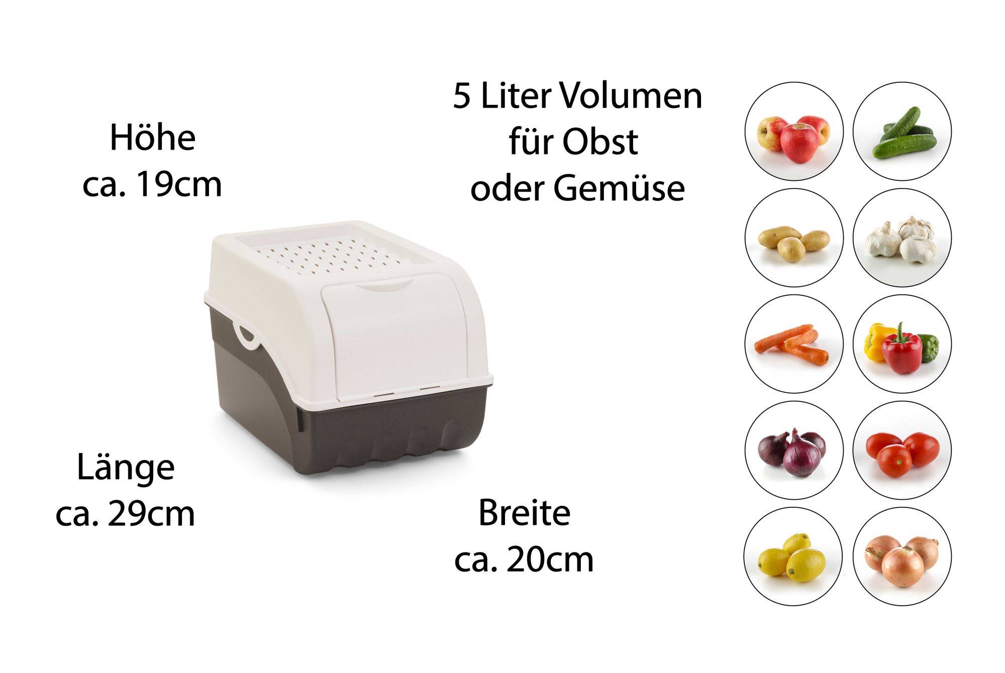 Novaliv 3x Mittel 5L Kartoffelbox weiß Vorratsbehälter Aufbewahrungsdose Küchen Aufbewahrungsbehälter