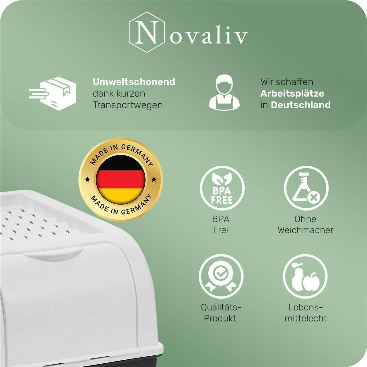 Novaliv 1x Mittel 5L Kartoffelbox weiß Kartoffelkorb Gemüsebox vegetable basket onion potato storage