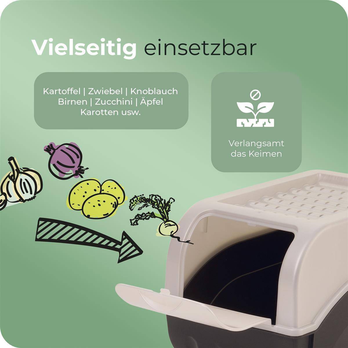 Novaliv 1x Mittel 5L Kartoffelbox perlmut Kartoffelkorb Gemüsebox vegetable basket onion potato storage