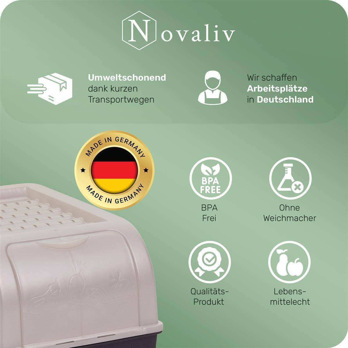 Novaliv 1x Klein 3,5 L Vorratsbehälter perlmut Aufbewahrungsbox Küche Zwiebelbehälter Knoblauchbehälter