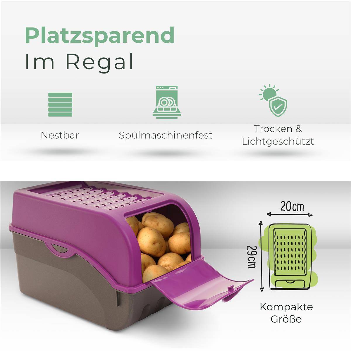 Novaliv Gemüseboxen Kartoffelboxen Vorratsbehälter 3,5l bis 9l (Lila, 1x 3,5l)