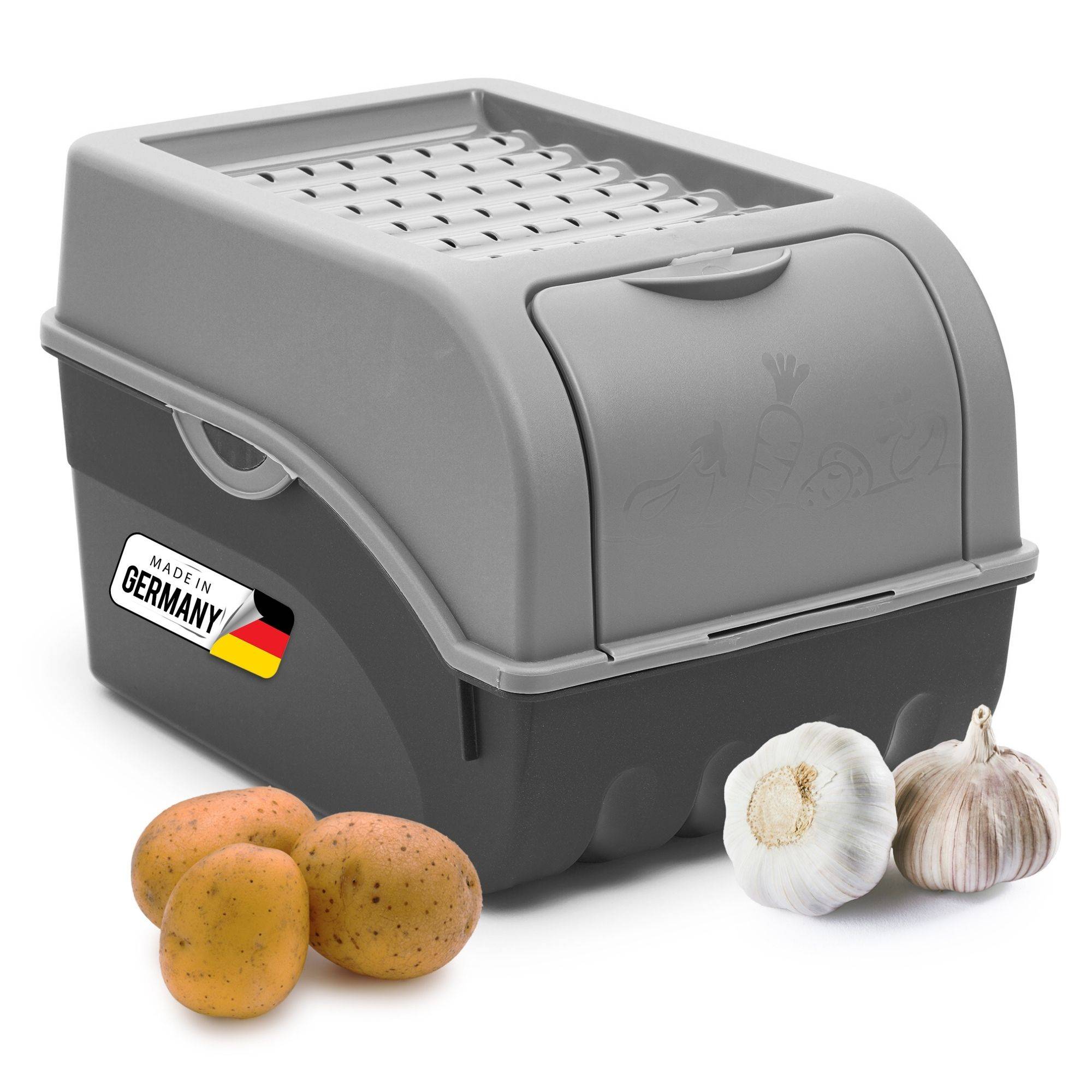 Novaliv Gemüseboxen Kartoffelboxen Vorratsbehälter 3,5l bis 9l (Grau, 1x 5l)