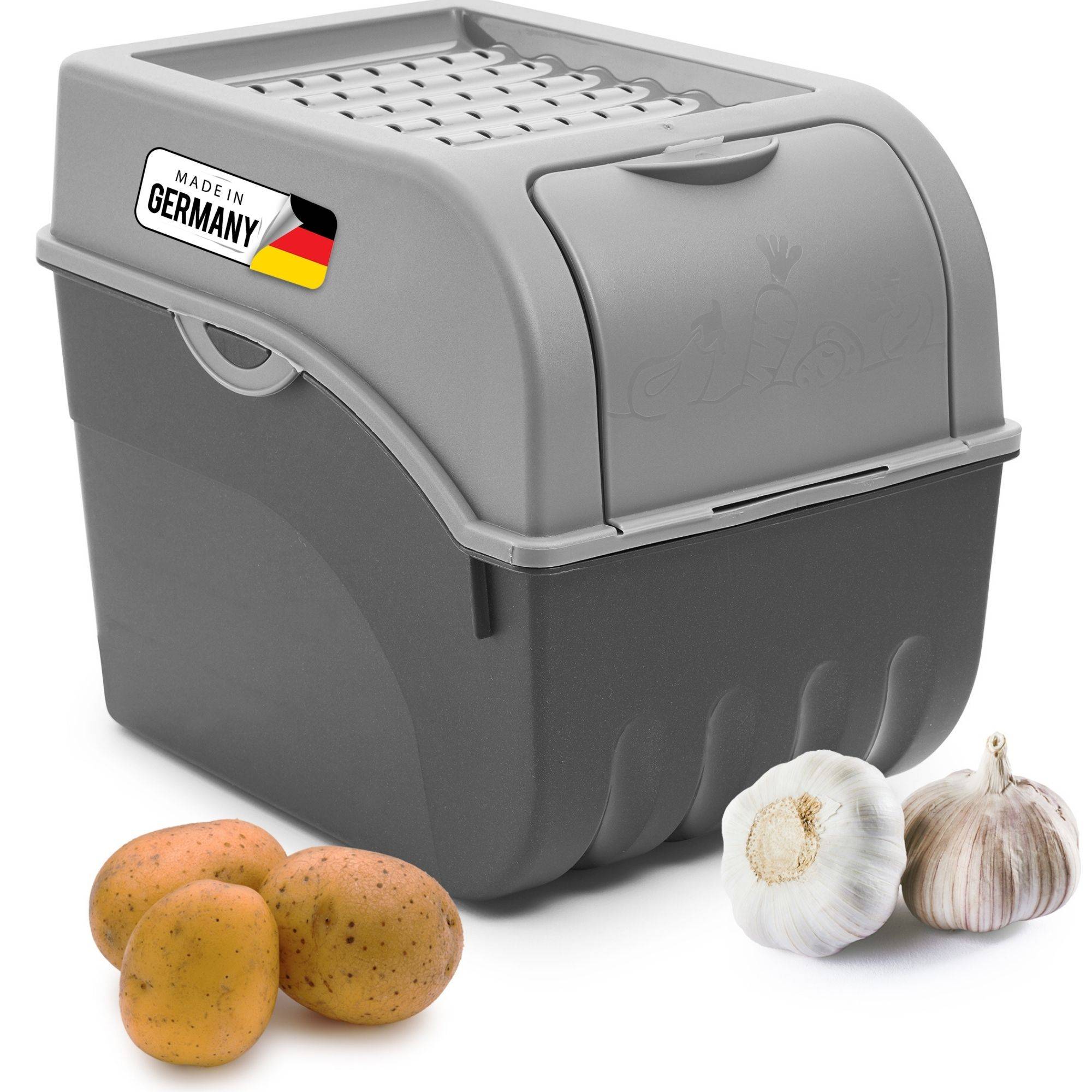 Novaliv Gemüseboxen Kartoffelboxen Vorratsbehälter 3,5l bis 9l (Grau, 1x 9l)