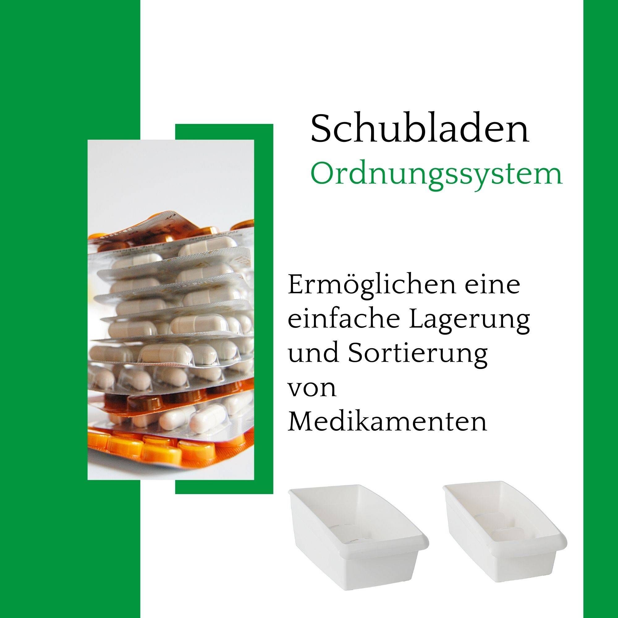 Novaliv 4x Medikamenten Organizer klein Hausapotheke - 25 x 12 cm WEISS mit Abtrennung - Medikamentenbox Aufbewahrung für Pillen Tablettenbox