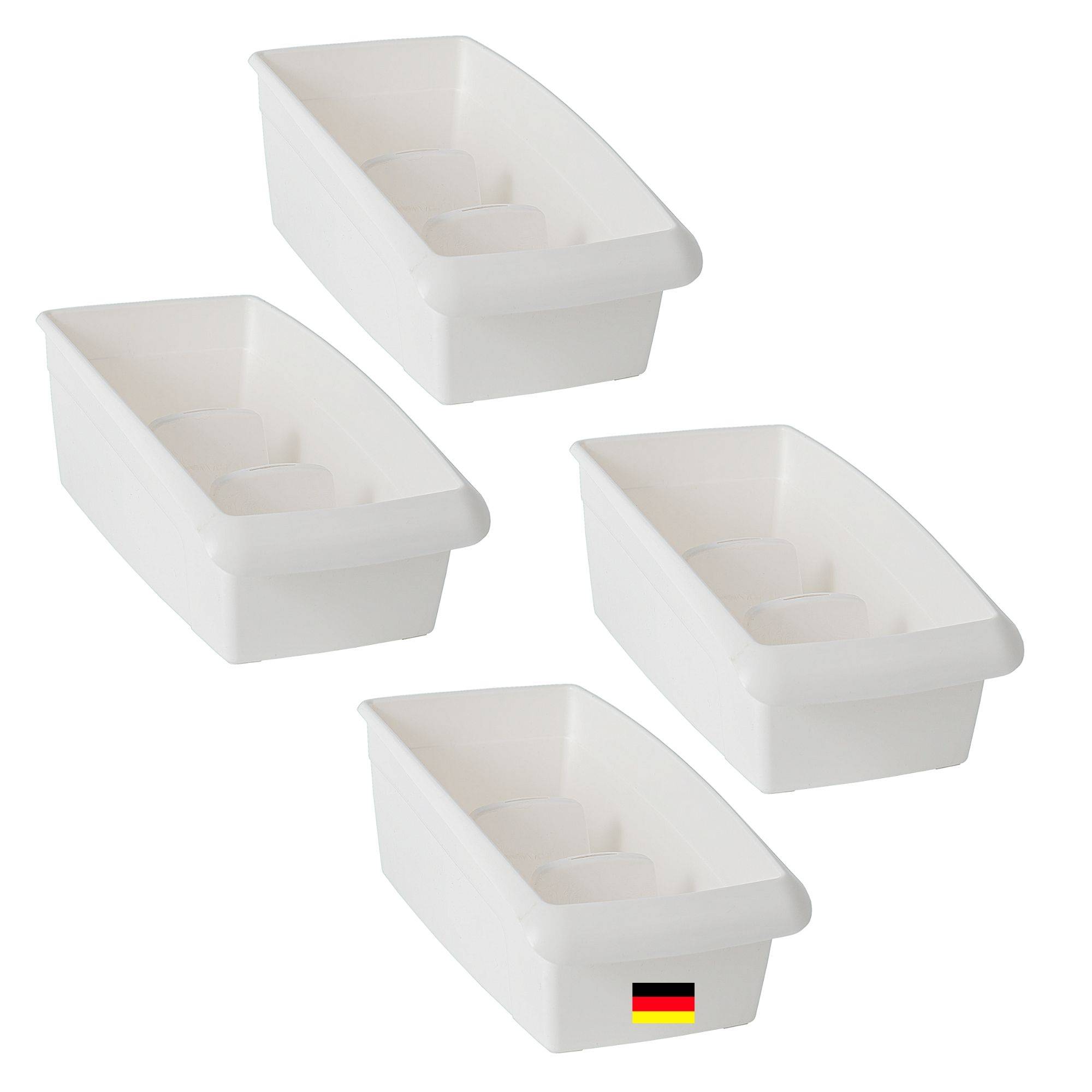 Novaliv 4x Kosmetik Organizer groß Schubladen Organizer Badezimmer - 25 x 16 cm WEISS Make-up Pinselhalter – Aufbewahrung für Schminkpinsel Eyelin