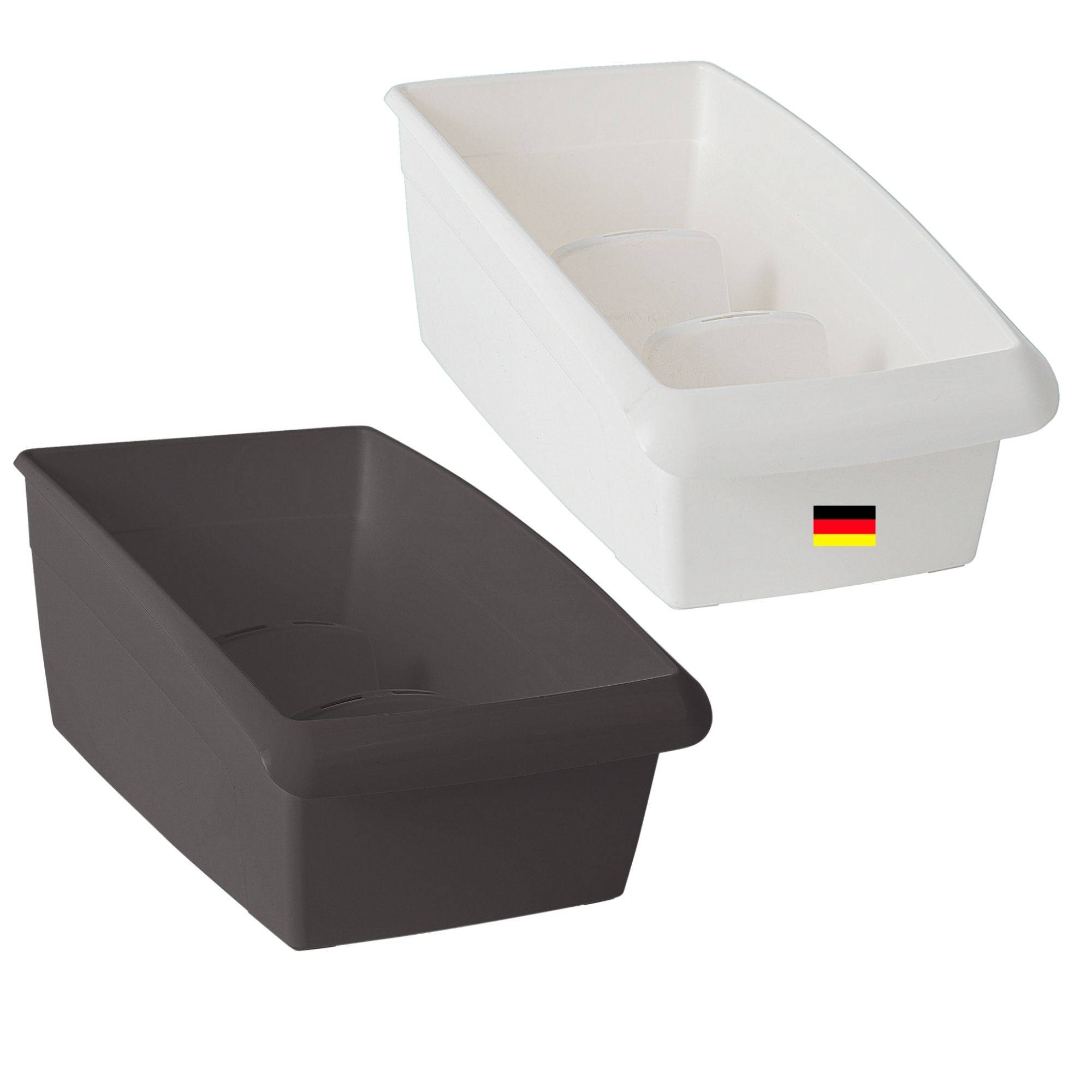 Novaliv Medikamenten Organizer klein 2er Set Hausapotheke - 25 x 12 cm WEISS und ANTHRAZIT GRAU mit Abtrennung - Medikamentenbox Aufbewahrung für