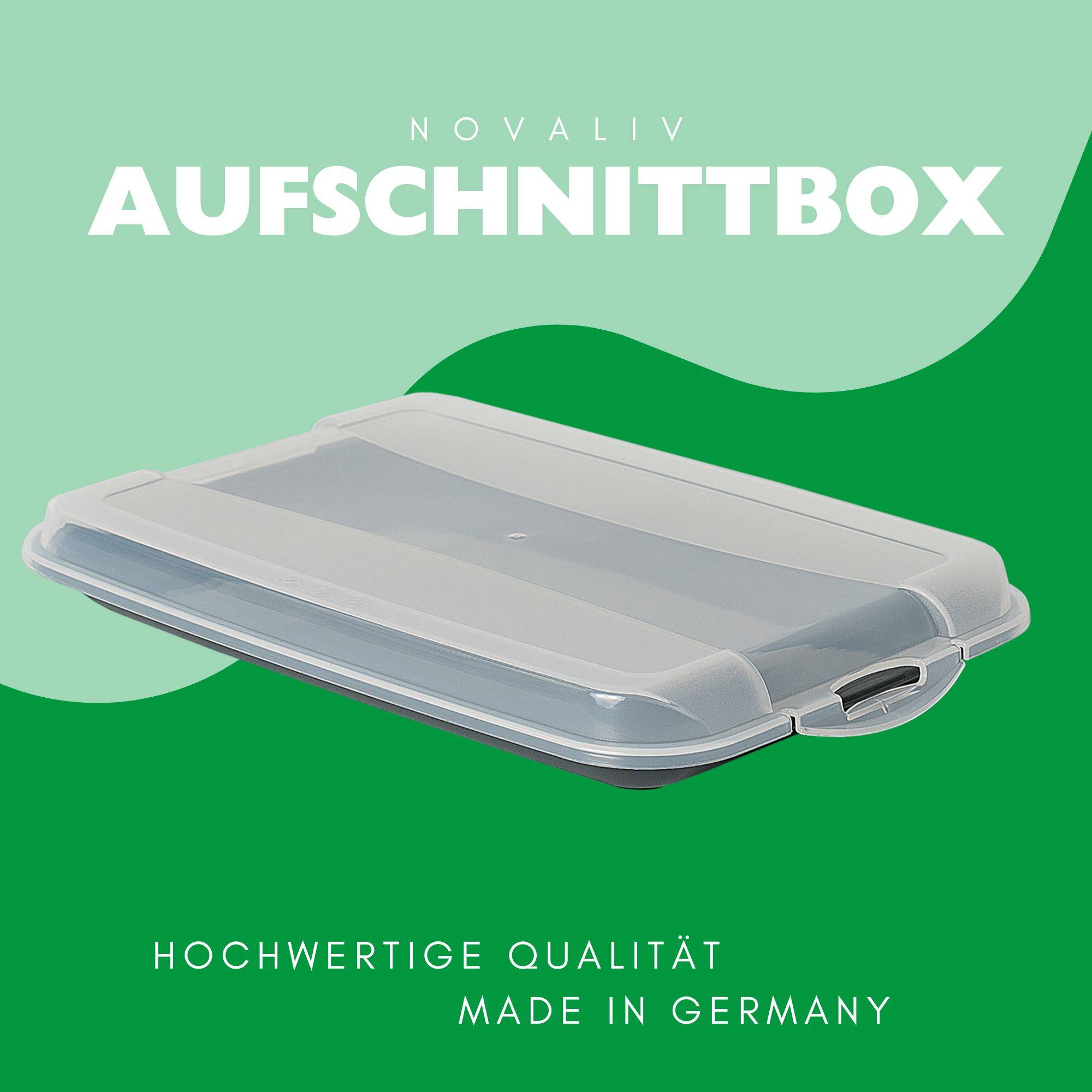 Novaliv 2er-Set Anthrazit Premium Aufschnittbox mit Transparentem Deckel, Frischhaltedosen für Wurst & Käse Maße 25x17x3 cm Kühlschrank Organizer