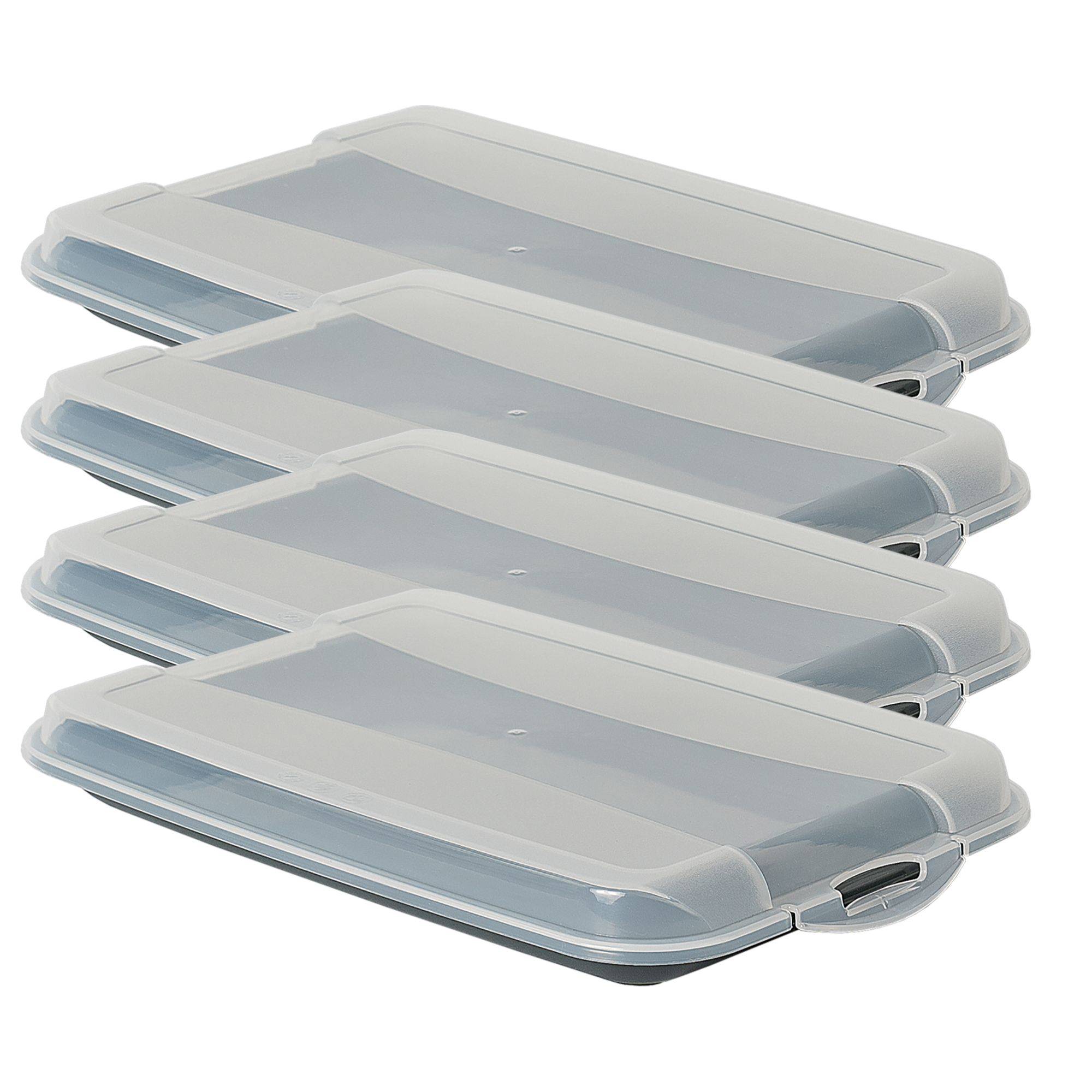 Novaliv 4er-Set Anthrazit Premium Aufschnittbox mit Transparentem Deckel, Frischhaltedosen für Wurst & Käse Maße 25x17x3 cm Kühlschrank Organizer