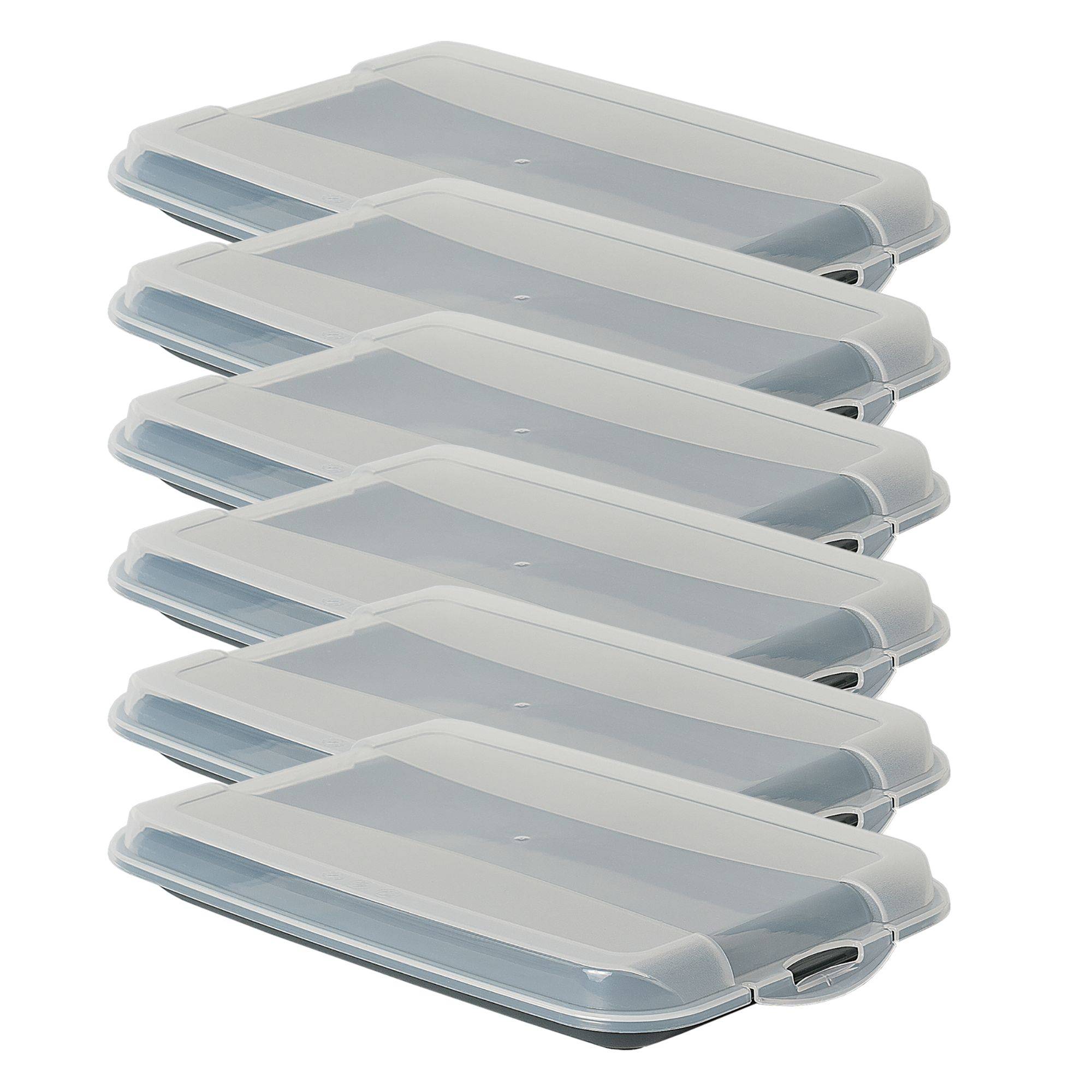 Novaliv 6er-Set Anthrazit Premium Aufschnittbox mit Transparentem Deckel, Frischhaltedosen für Wurst & Käse Maße 25x17x3 cm Kühlschrank Organizer