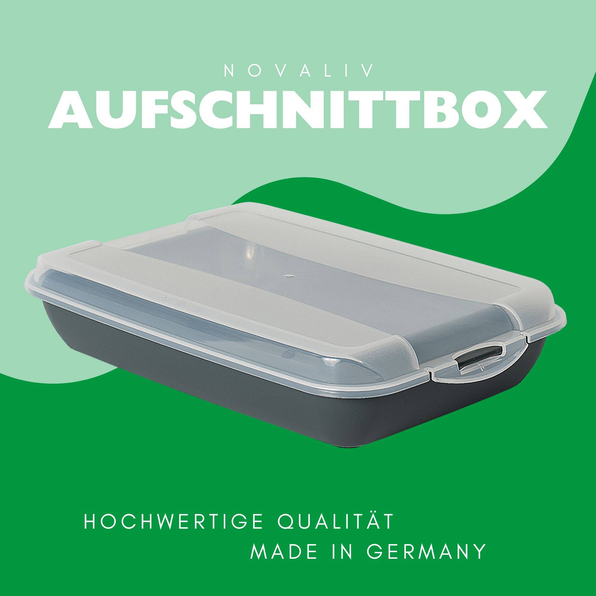 Novaliv 4er-Set Anthrazit Premium Aufschnittbox mit Transparentem Deckel, Frischhaltedosen für Wurst & Käse Maße 25x17x5 cm Kühlschrank Organizer