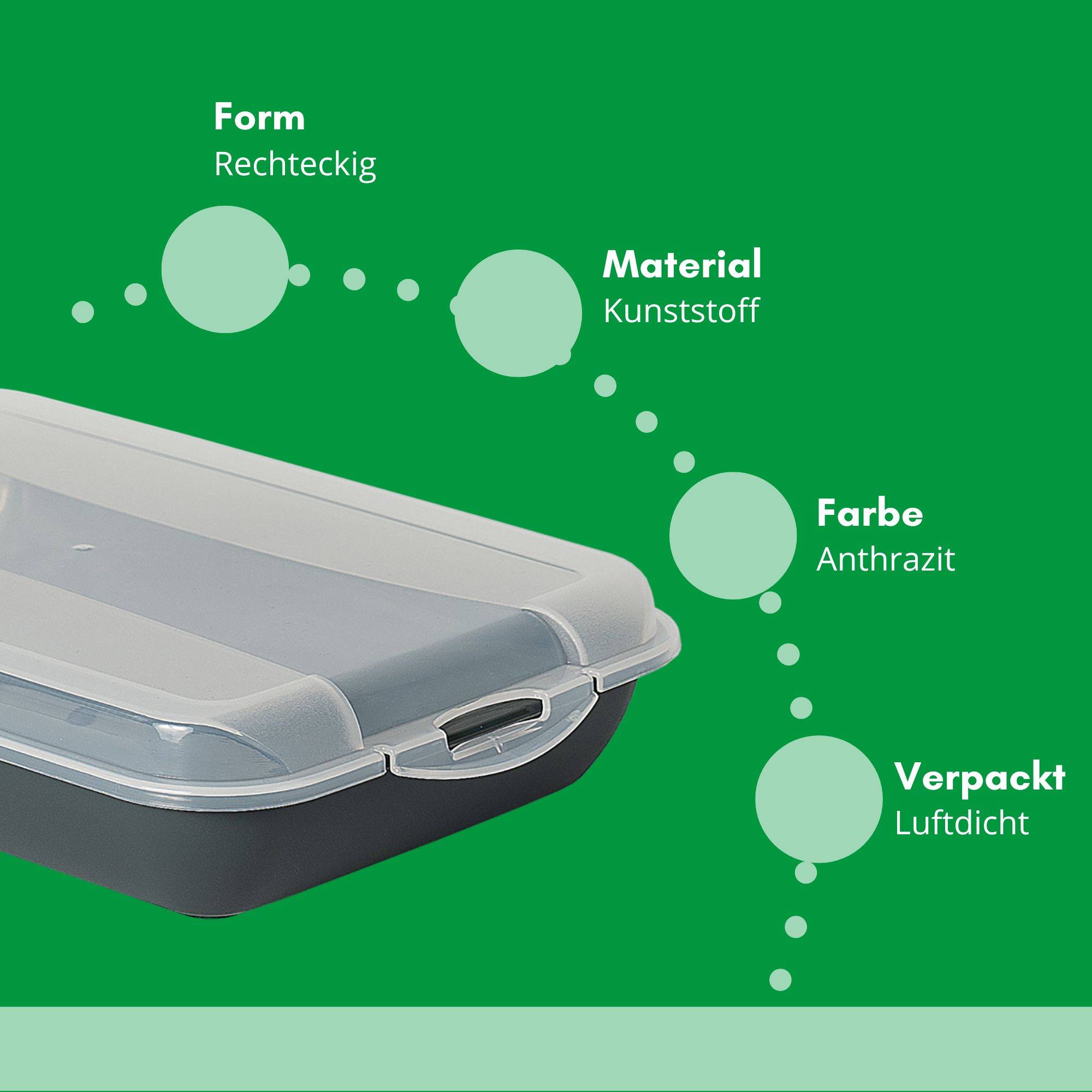 Novaliv Sparset 2x flach 2x hoch Anthrazit Premium Aufschnittbox mit Transparentem Deckel, Frischhaltedosen für Wurst & Käse Maße 25x17x3 cm 25x17x