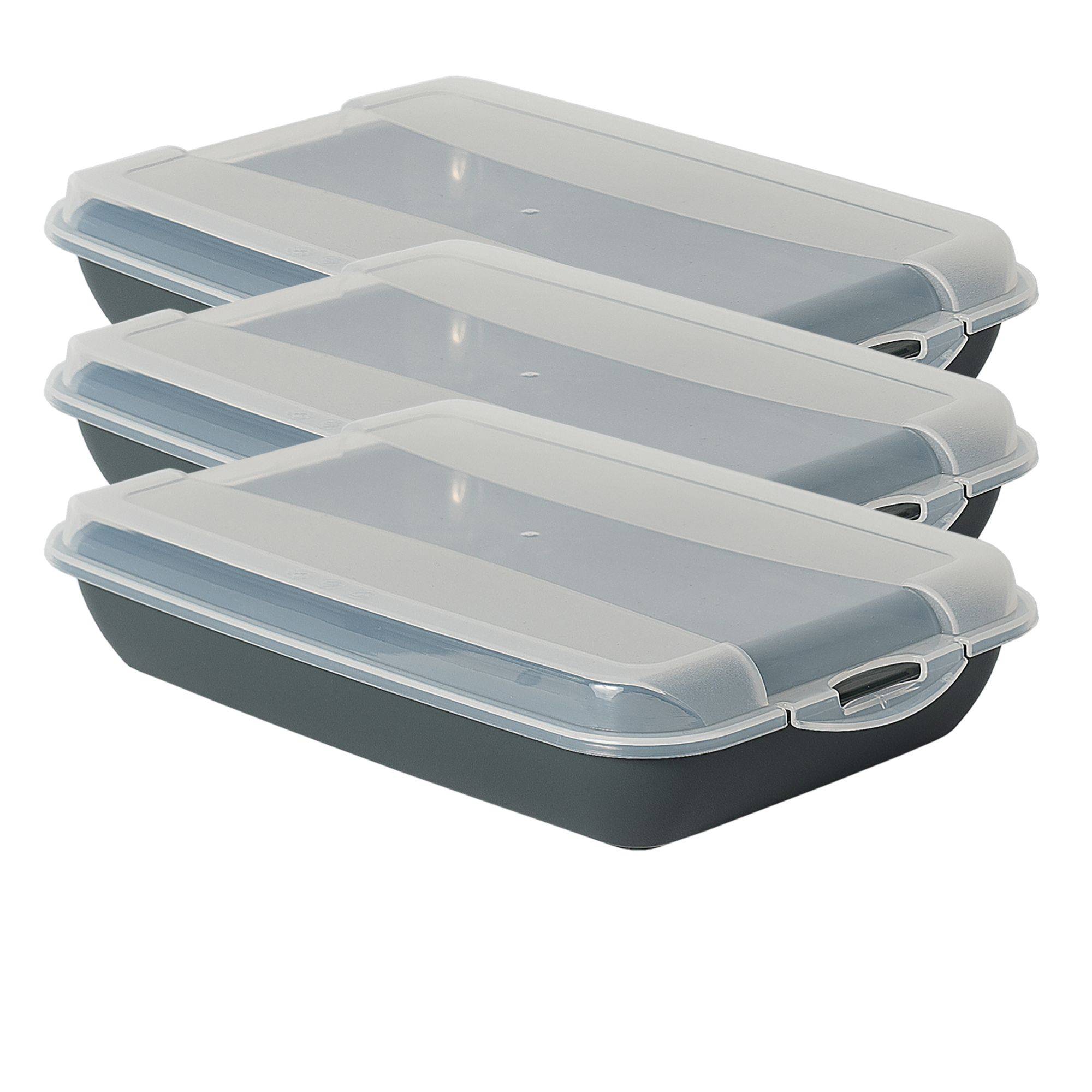 Novaliv 3er-Set Anthrazit Premium Aufschnittbox mit Transparentem Deckel, Frischhaltedosen für Wurst & Käse Maße 25x17x5 cm Kühlschrank Organizer