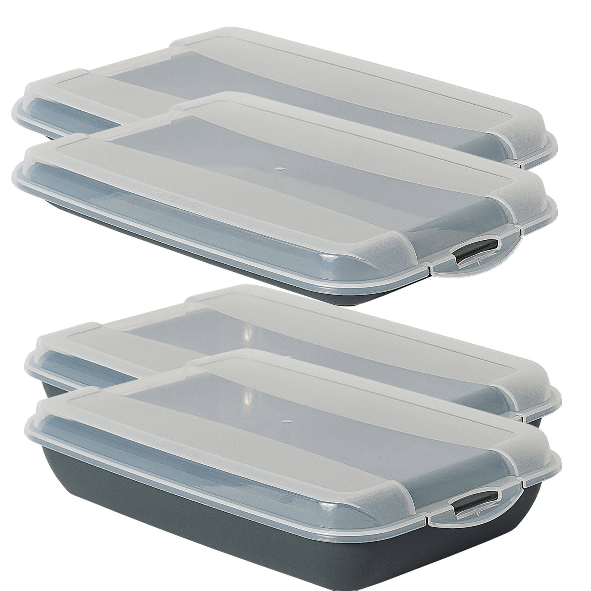 Novaliv Sparset 2x flach 2x hoch Anthrazit Premium Aufschnittbox mit Transparentem Deckel, Frischhaltedosen für Wurst & Käse Maße 25x17x3 cm 25x17x