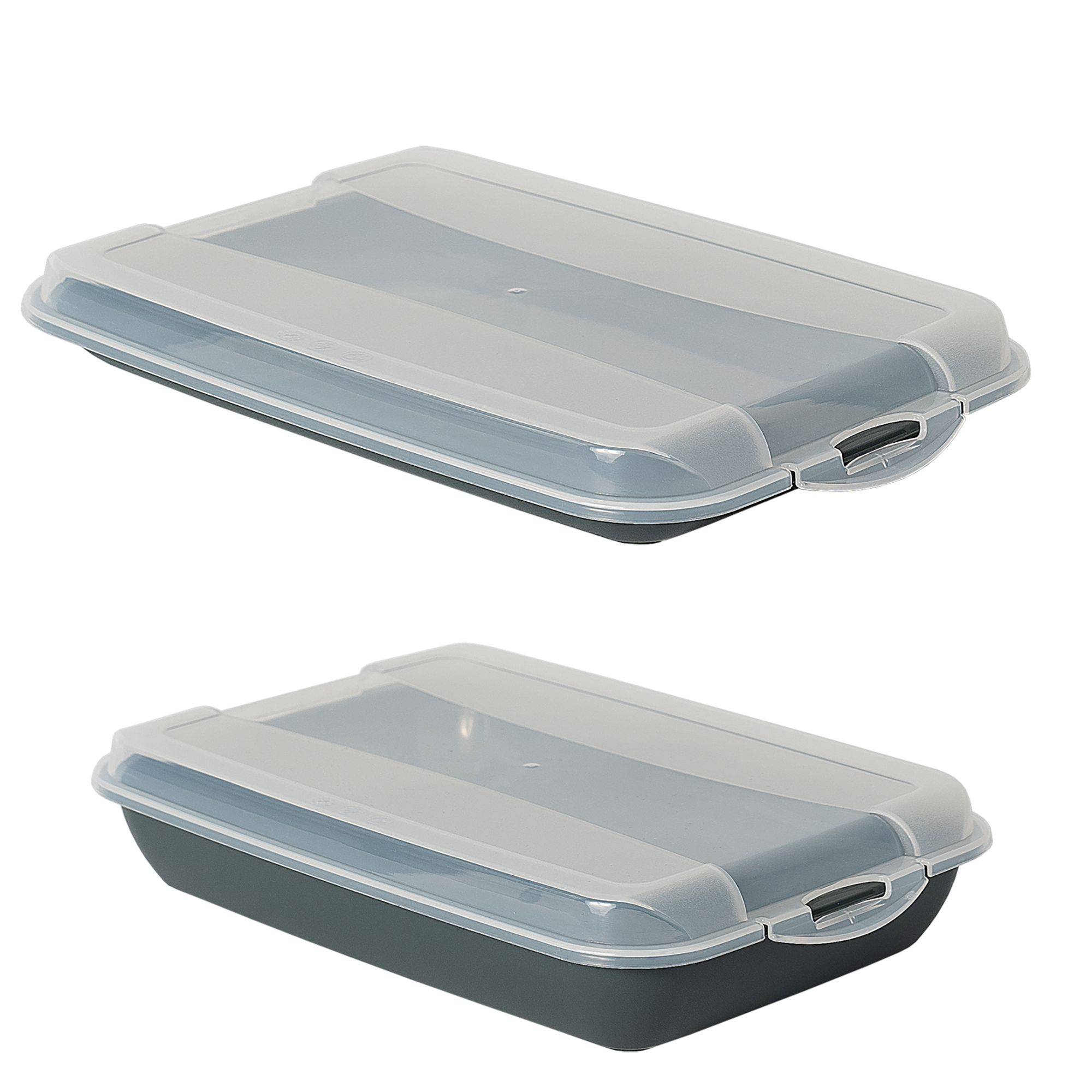 Novaliv Sparset 1x flach 1x hoch Anthrazit Premium Aufschnittbox mit Transparentem Deckel, Frischhaltedosen für Wurst & Käse Maße 25x17x3 cm 25x17x