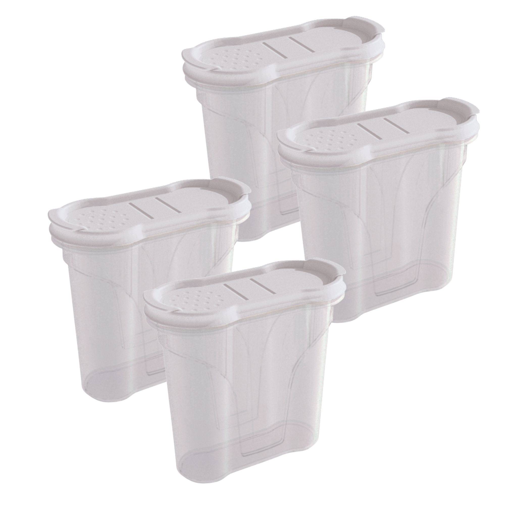 Novaliv Salzstreuer 4 STÜCK Salz Vorratsdose zum Streuen 300 ml Maße (LxBxH): 11 x 5 x 11 cm Dosen für Gewürze mit Deckel Salz und Pfefferstreuer