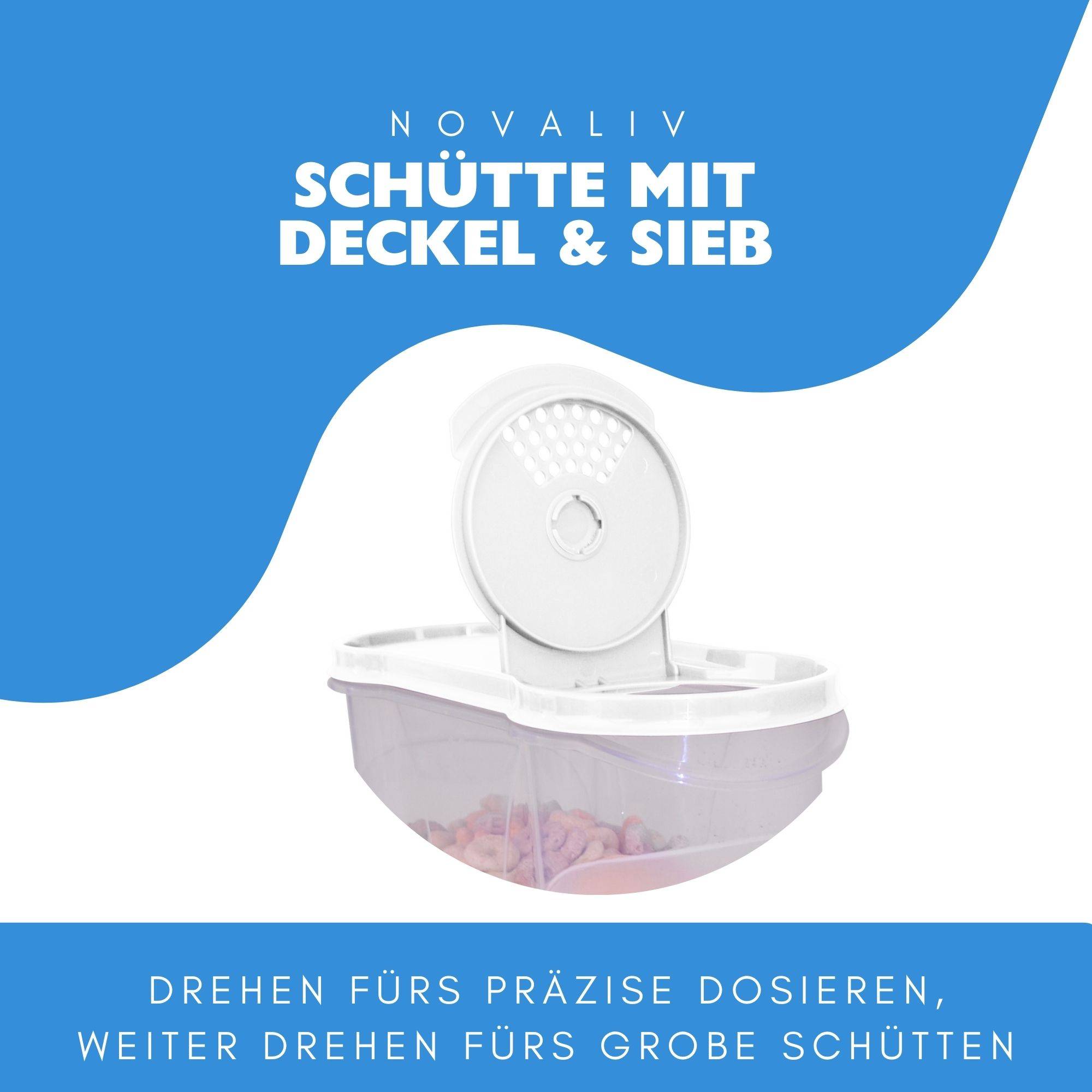 Novaliv Schüttdosen 3er SPARSET Vorratsdosen zum Streuen 2,4l + 1,3l + 1,3l Dosen mit Deckel für Müsli Mehl Zucker Dosen Küchen Organizer Food Box